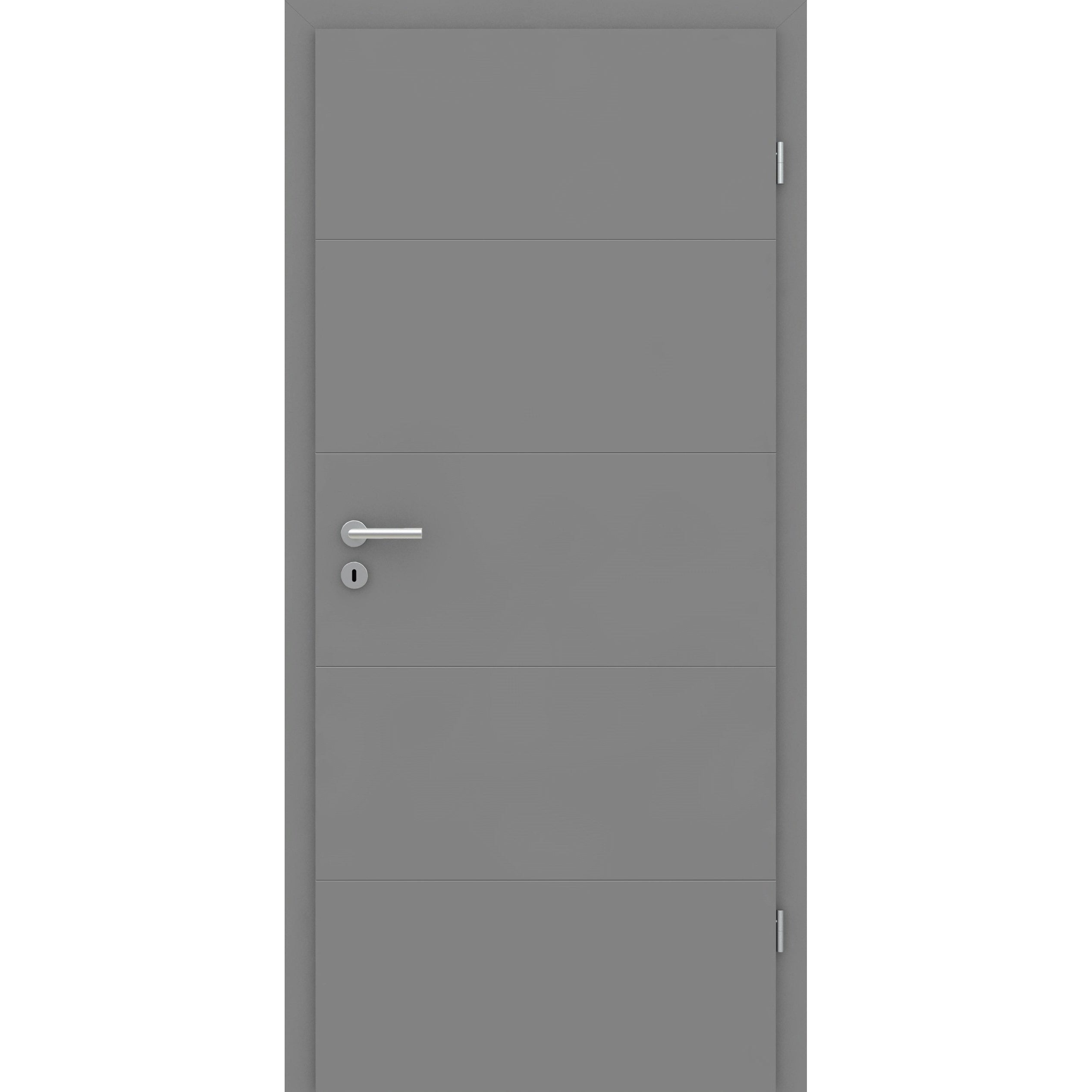 Wohnungseingangstür mit Zarge im Sondermaß grau 4 Rillen quer Designkante - Modell Designtür Q47