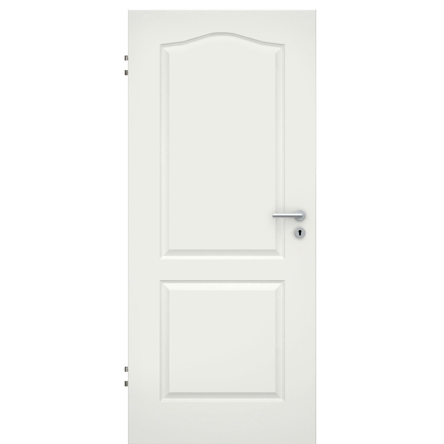 Wohnungseingangstür soft-weiß 2 Kassetten Schweifbogen Rundkante SK2 / KK3 - Modell Stiltür KS21