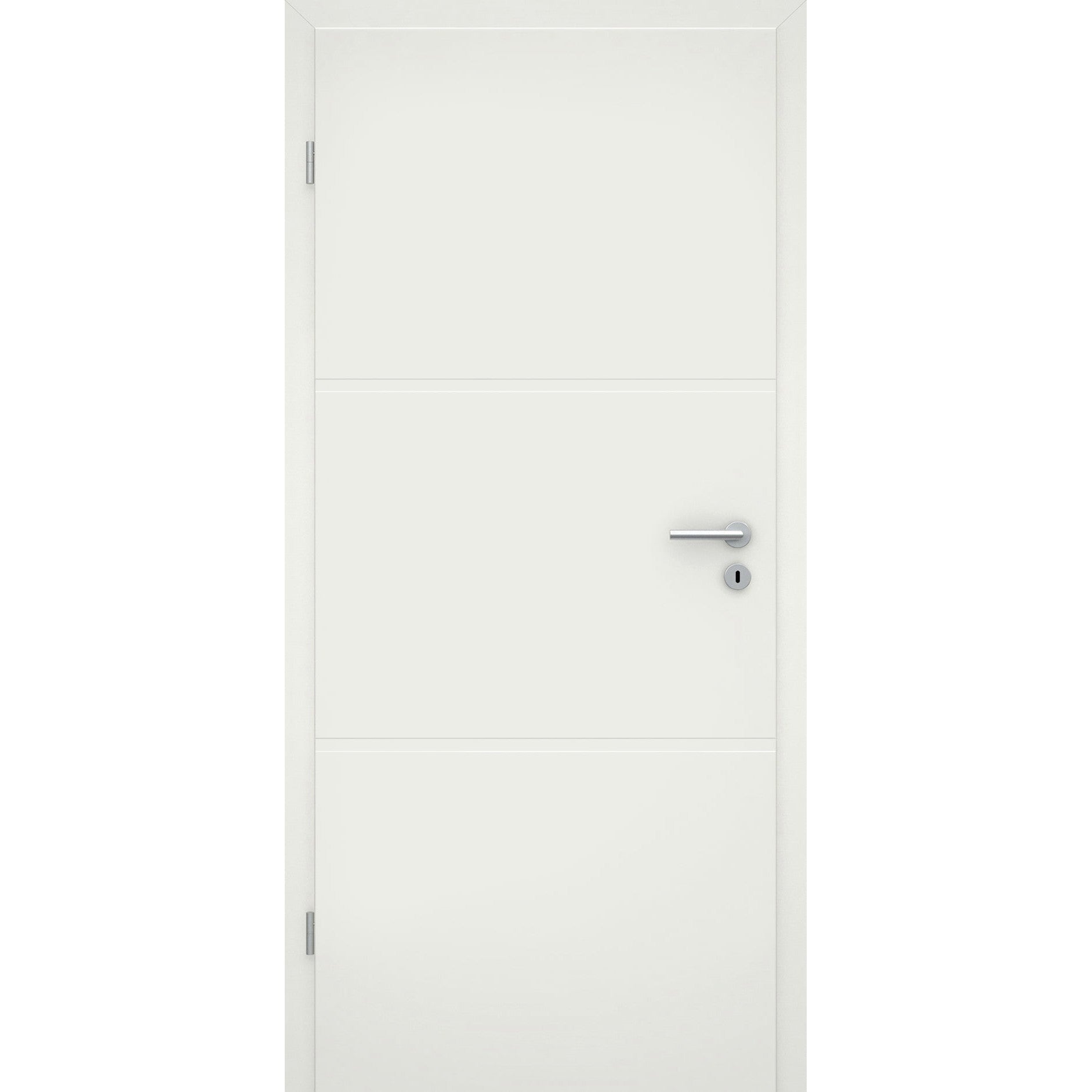 Zimmertür 2 breite Rillen quer soft-weiß Eckkante - Modell Designtür ZQS21