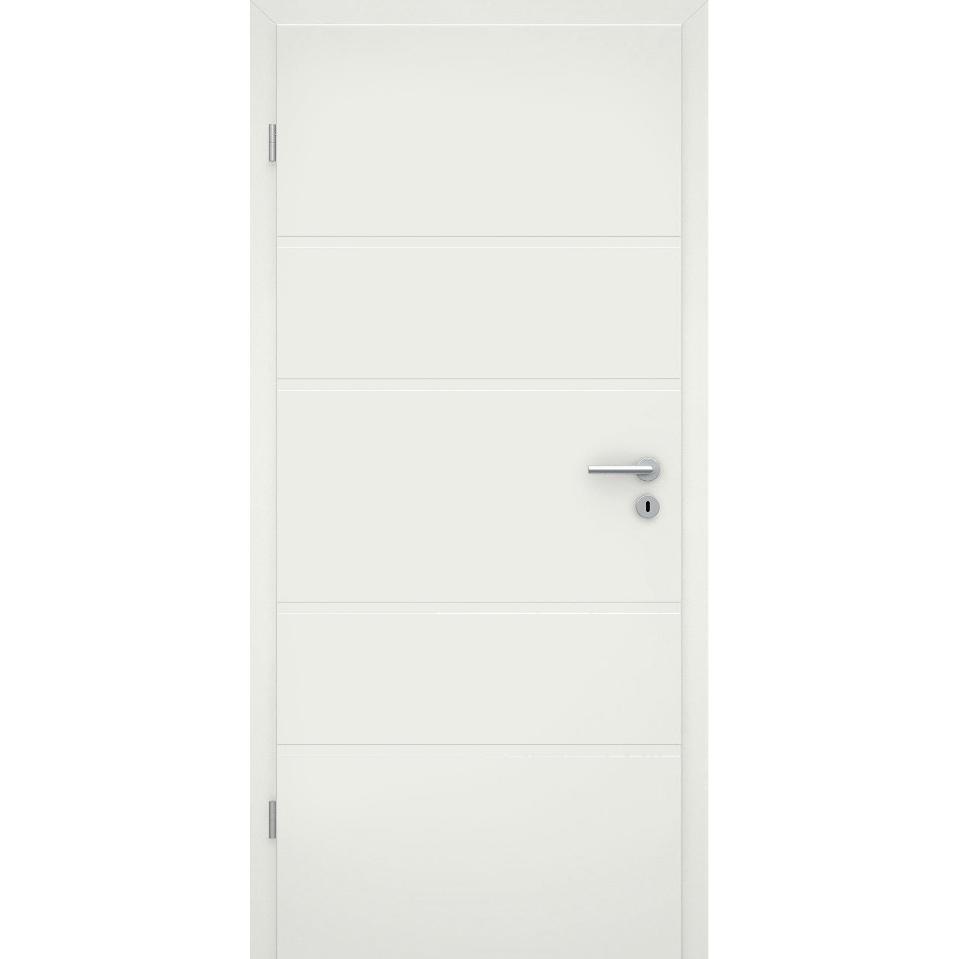 Zimmertür 4 breite Rillen quer soft-weiß Eckkante - Modell Designtür ZQS41