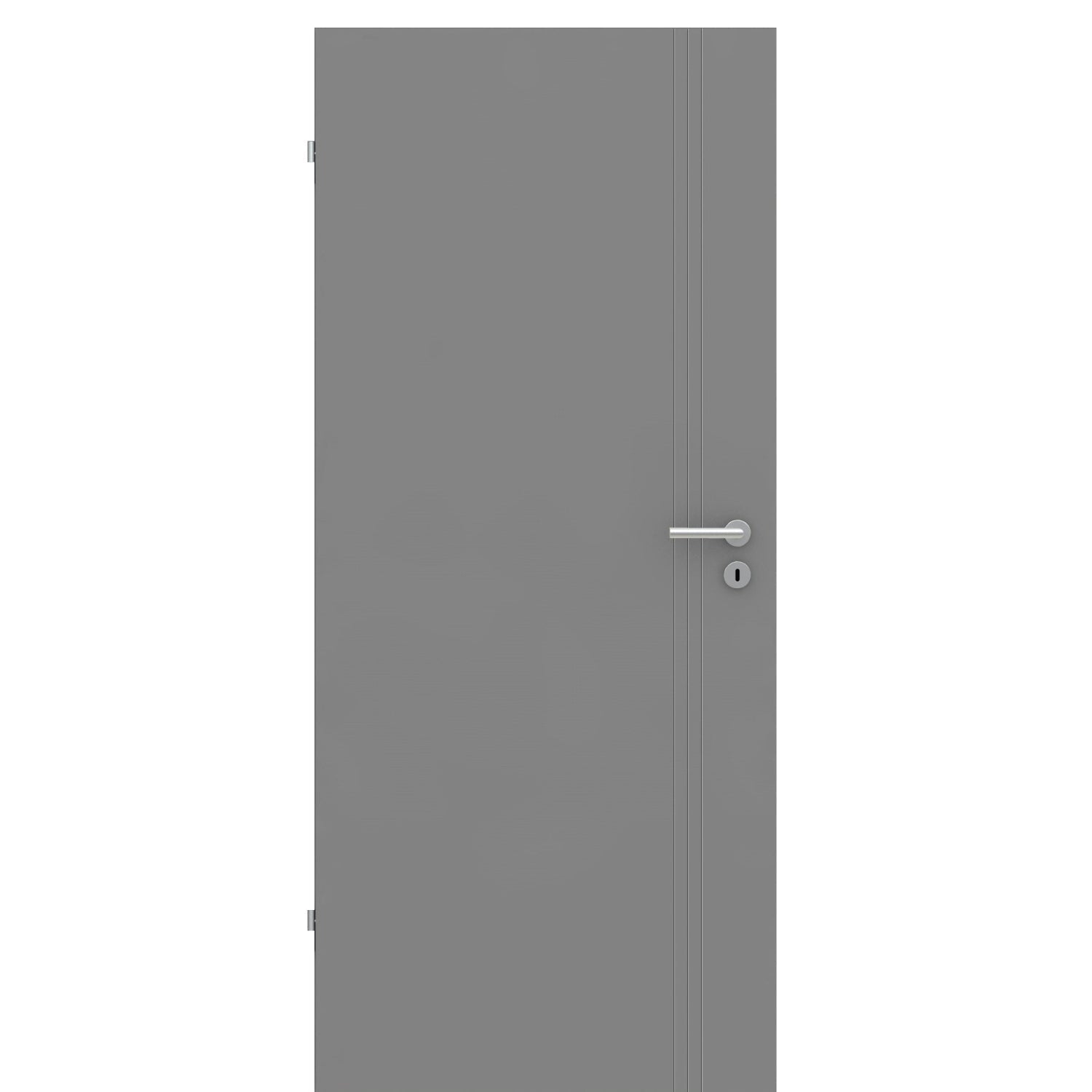 Zimmertür grau 3 Rillen aufrecht Schlosseite Designkante - Modell Designtür VS37