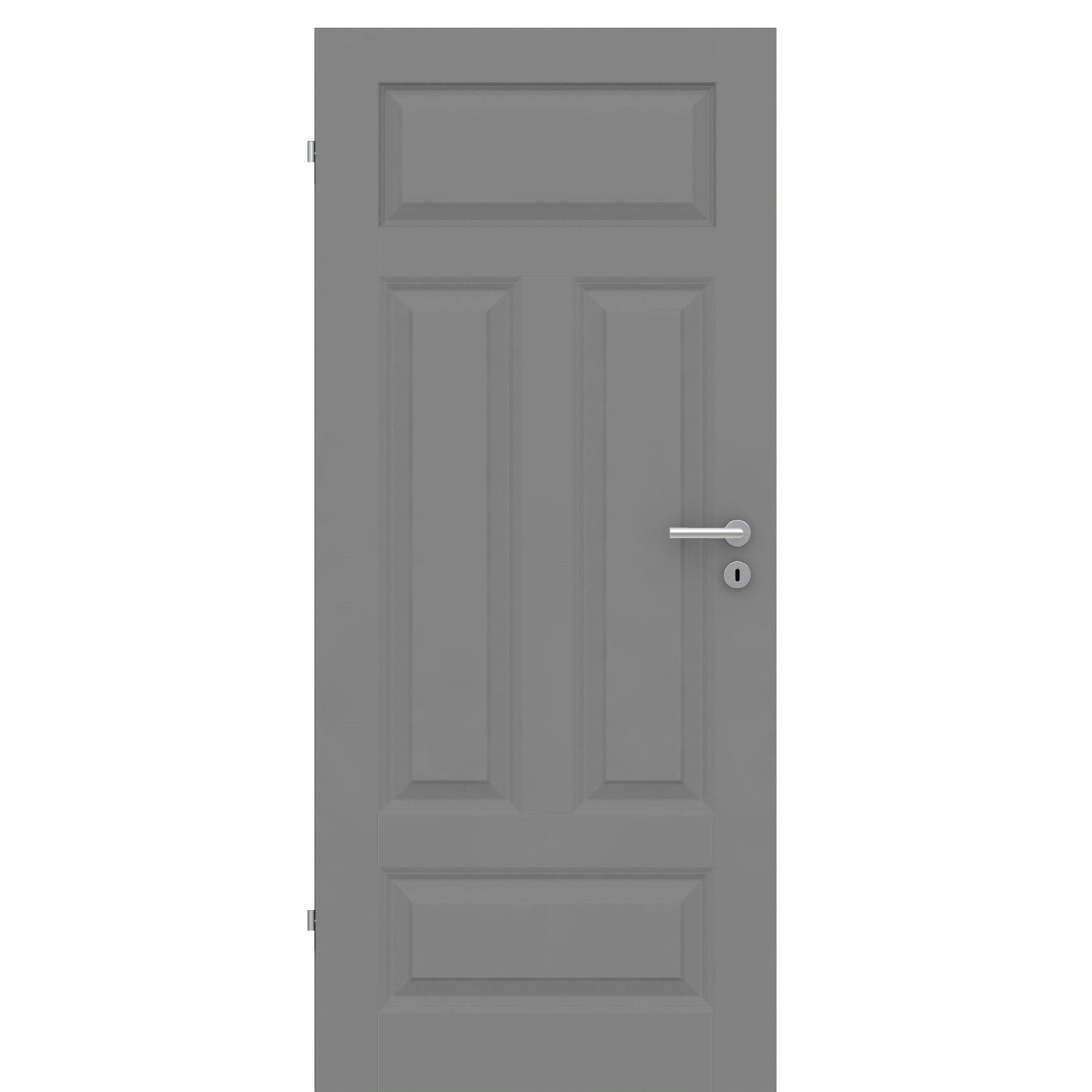 Zimmertür grau 4 Kassetten Quer Designkante - Modell Stiltür KQ47