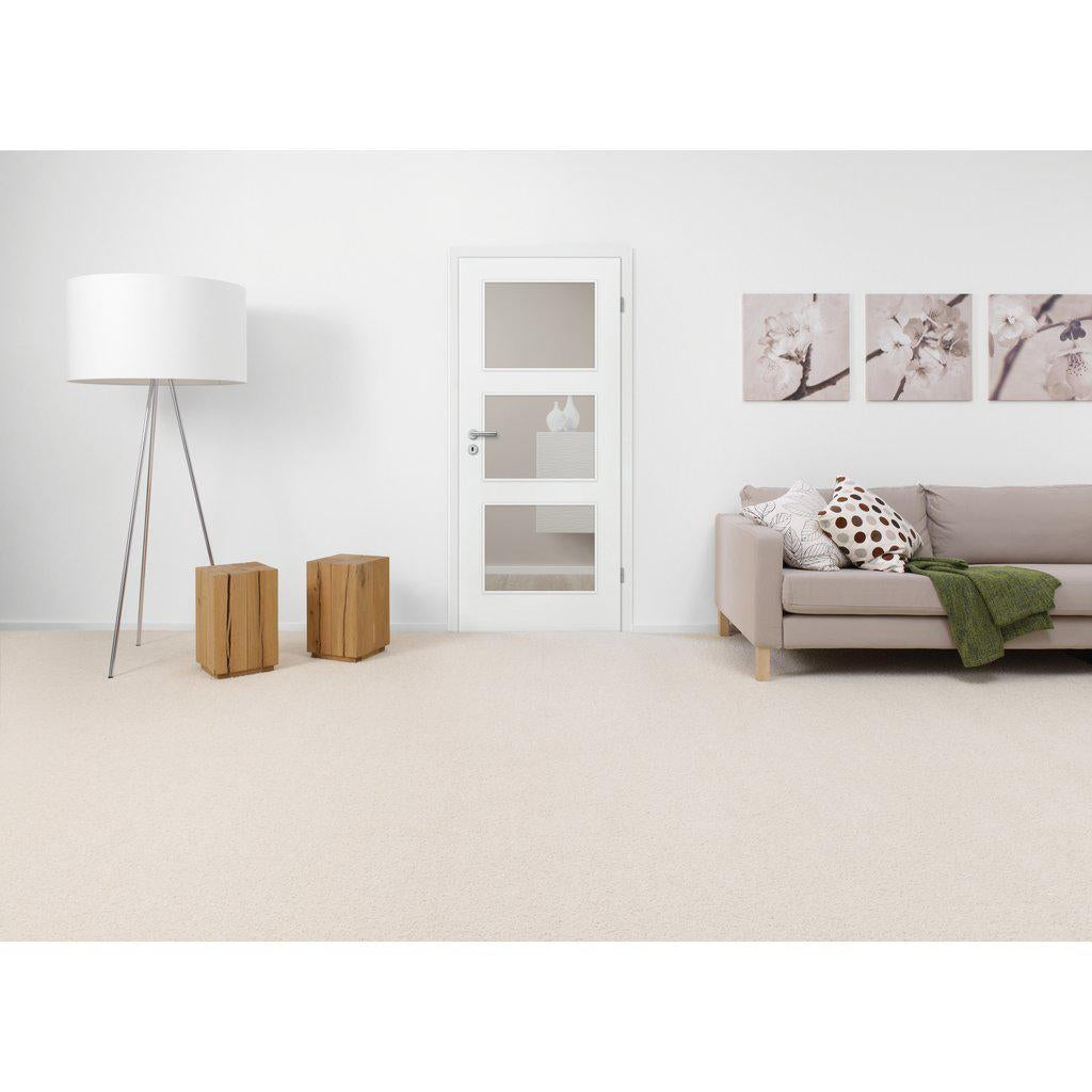 Zimmertür im Sondermaß brillant-weiß Stiltür mit 3 Kassetten und Lichtausschnitt Designkante - Modell Stiltür M33LA3