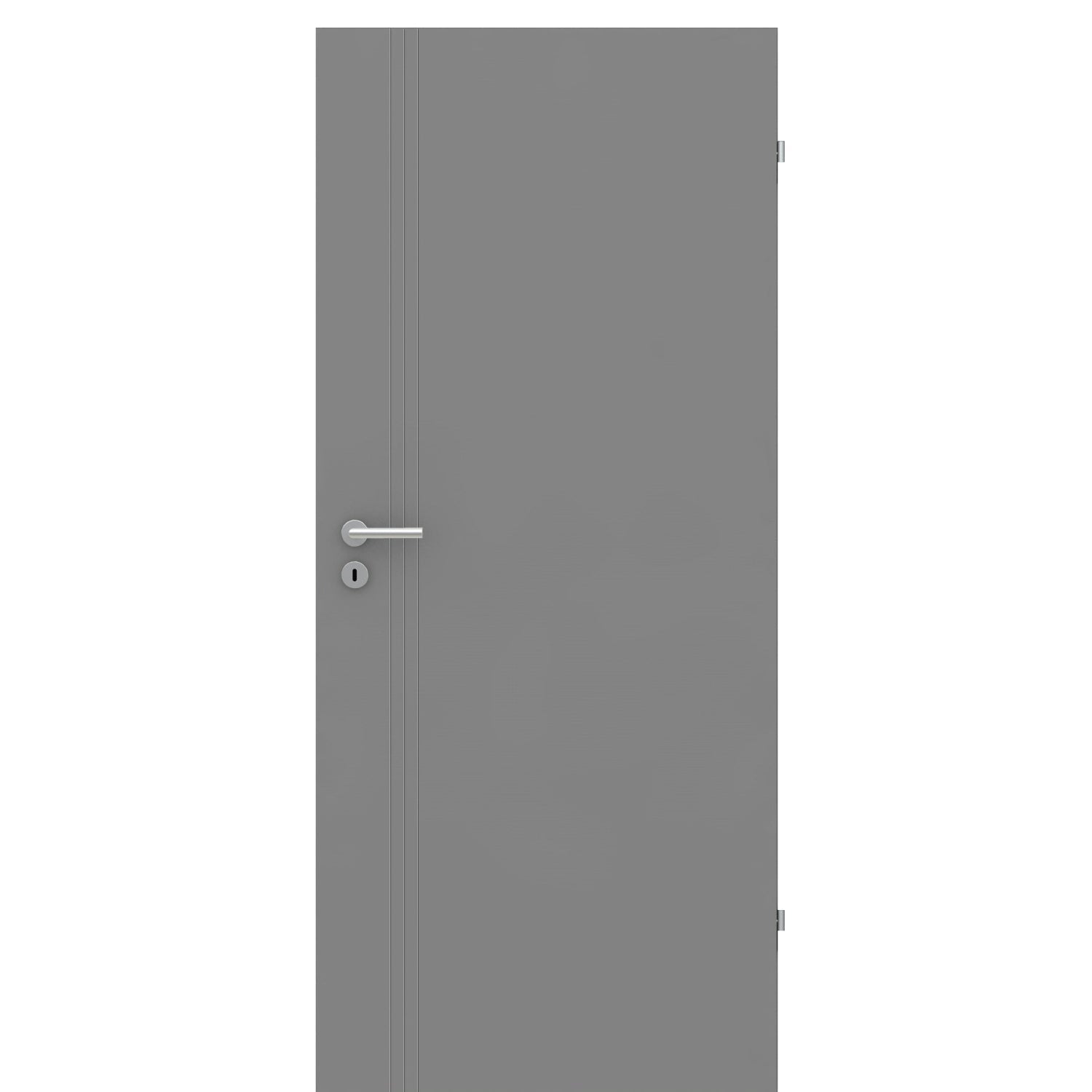 Zimmertür im Sondermaß grau 3 Rillen aufrecht Schlosseite Designkante - Modell Designtür VS37