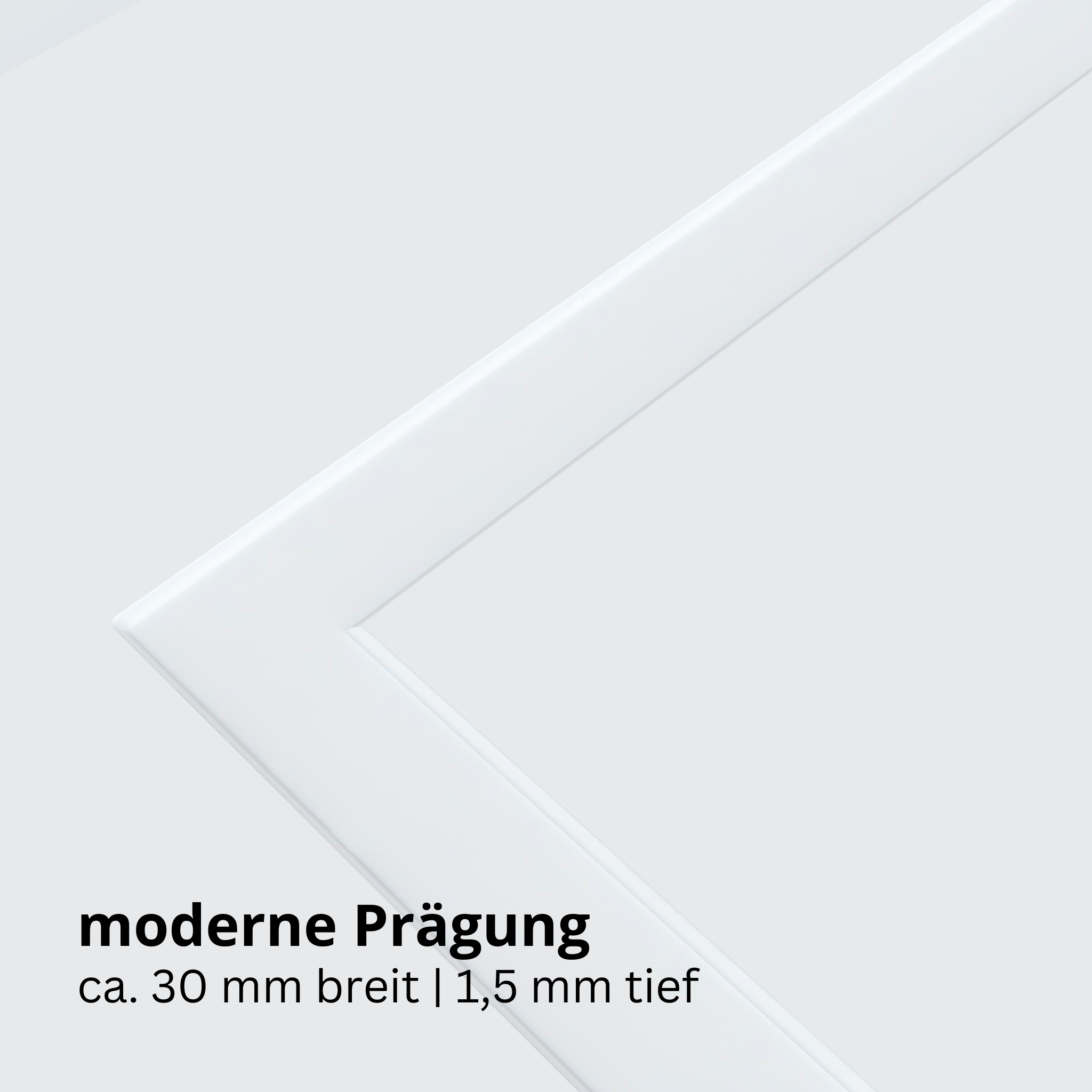 Zimmertür im Sondermaß mit Lichtausschnitt brillant-weiß 3 Kassetten Designkante - Modell Stiltür M33LA1