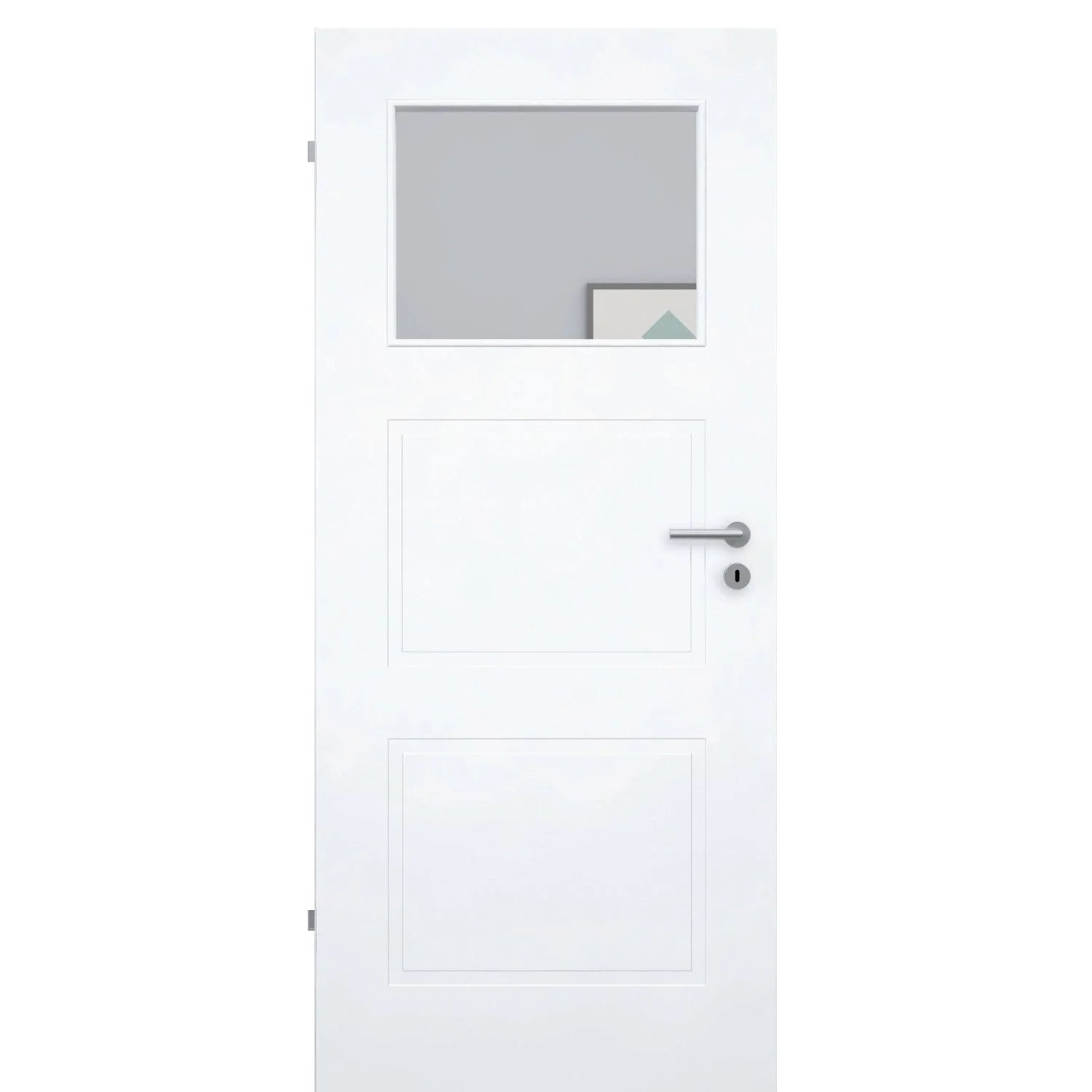 Zimmertür im Sondermaß mit Lichtausschnitt brillant-weiß 3 Kassetten Designkante - Modell Stiltür M33LA1
