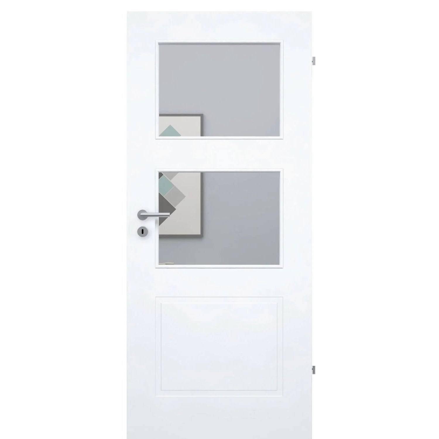 Zimmertür im Sondermaß mit Lichtausschnitt brillant-weiß 3 Kassetten Designkante - Modell Stiltür M33LA2