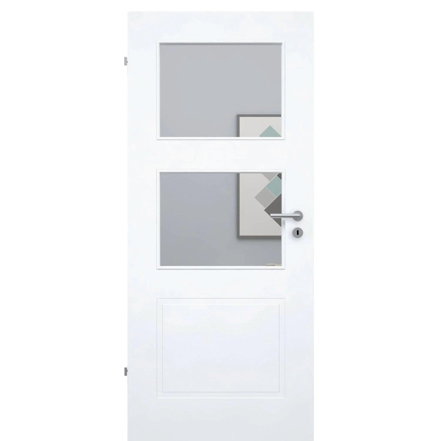 Zimmertür im Sondermaß mit Lichtausschnitt brillant-weiß 3 Kassetten Designkante - Modell Stiltür M33LA2
