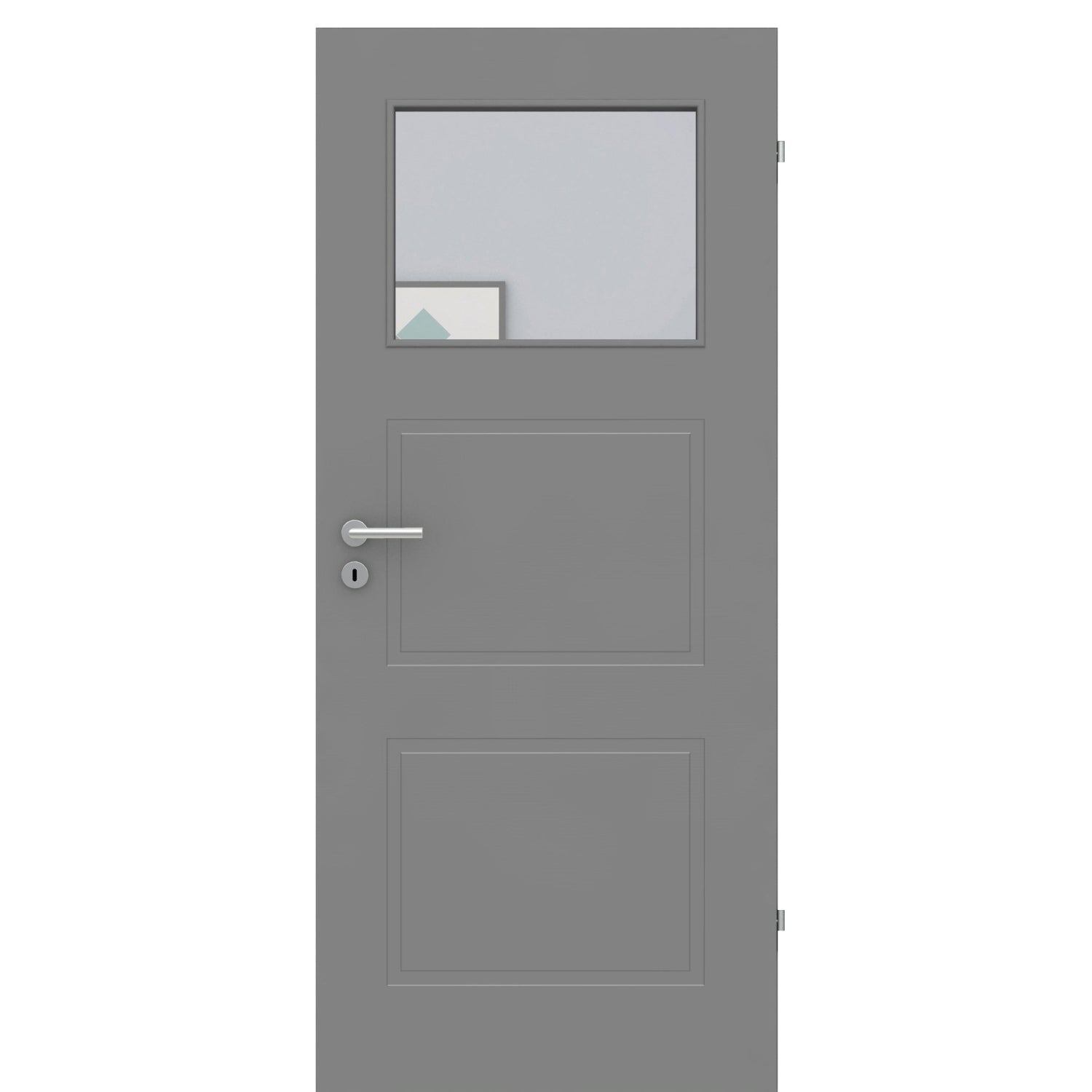 Zimmertür im Sondermaß mit Lichtausschnitt grau 3 Kassetten Designkante - Modell Stiltür M37LA1