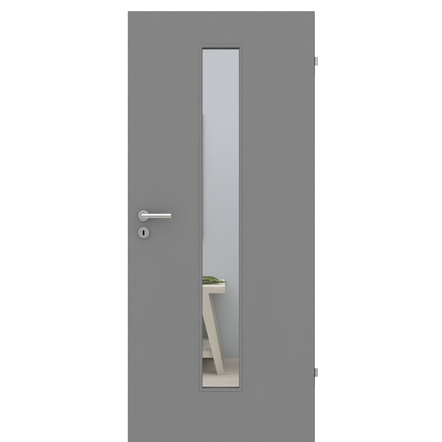 Zimmertür im Sondermaß mit Lichtausschnitt grau glatt Designkante LAM