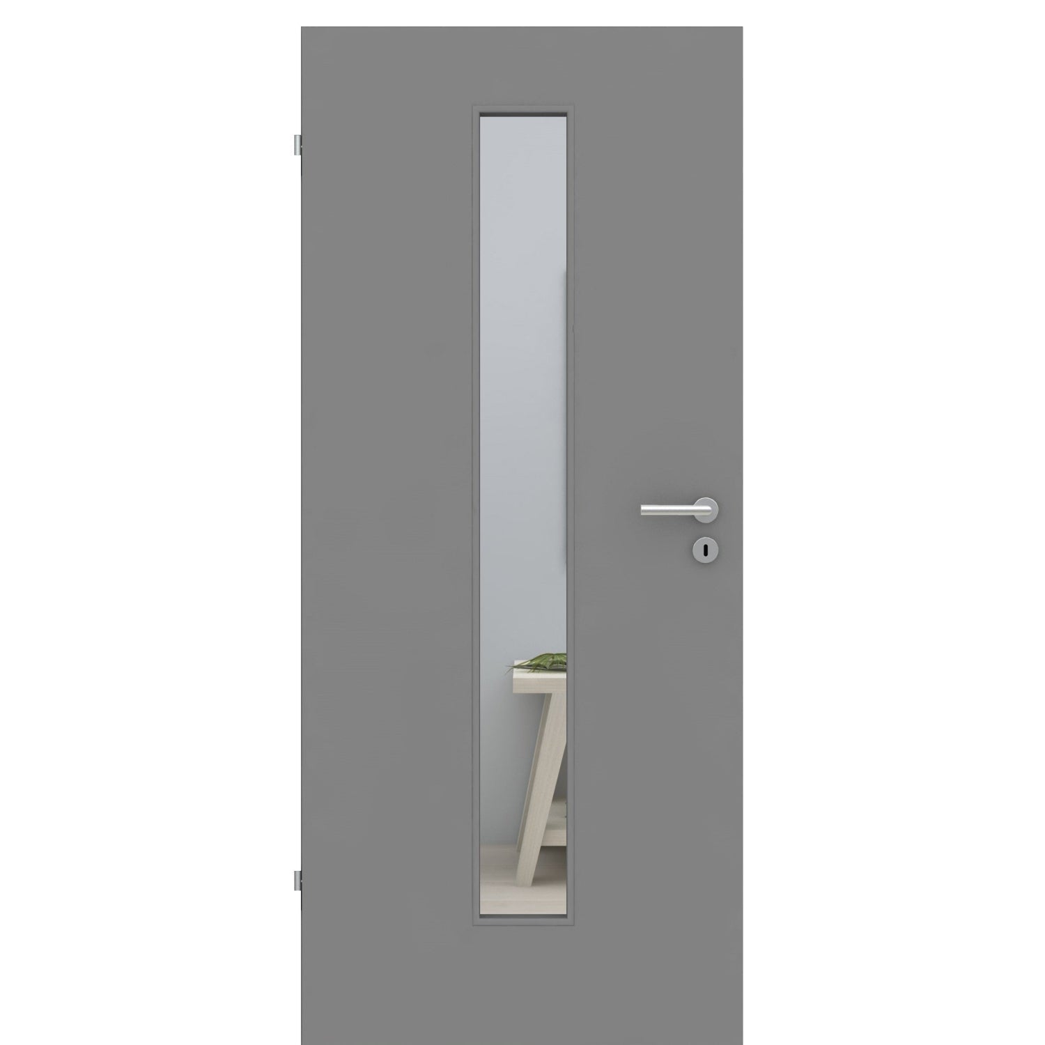 Zimmertür im Sondermaß mit Lichtausschnitt grau glatt Designkante LAM