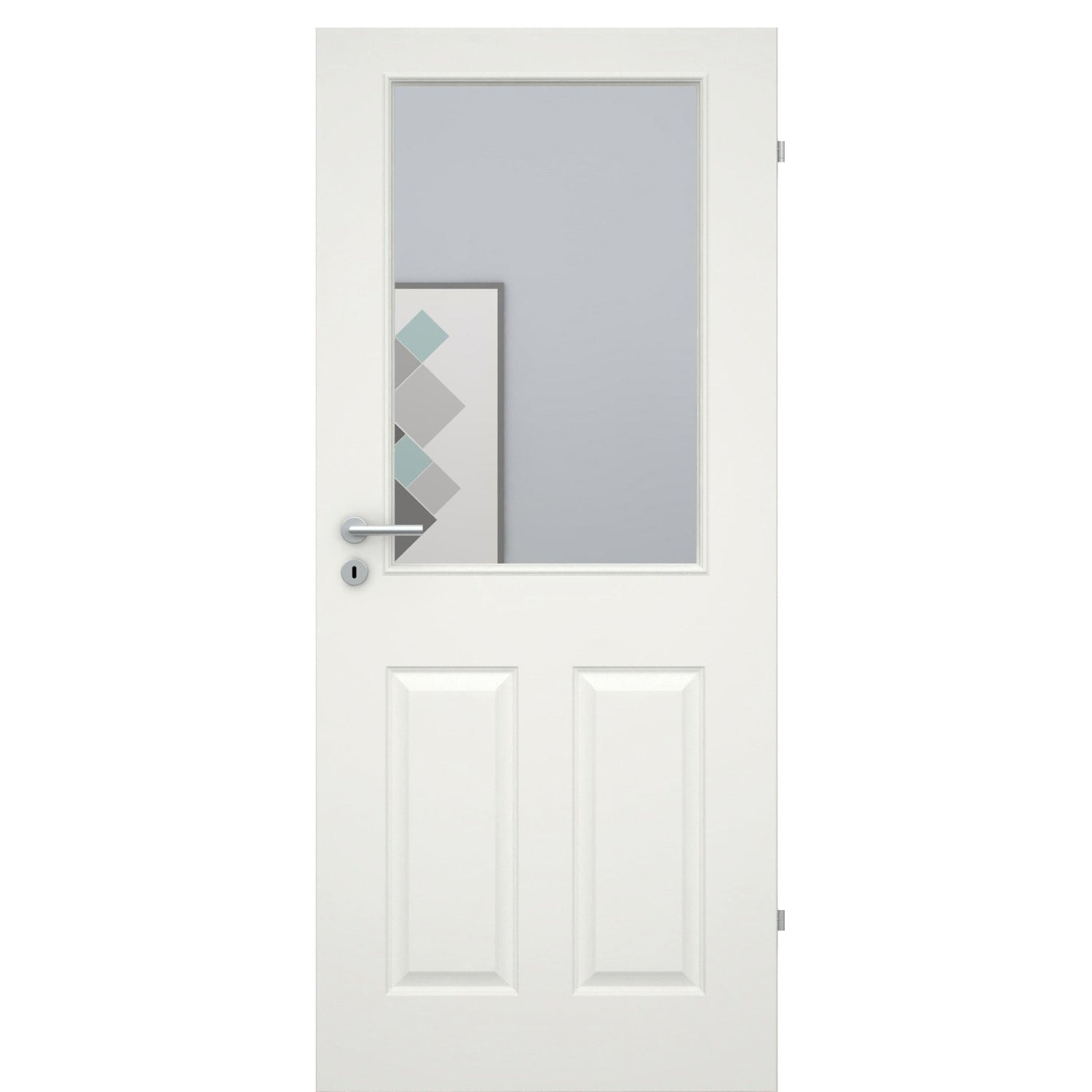 Zimmertür im Sondermaß mit Lichtausschnitt groß soft-weiß 4 Kassetten Rundkante - Modell Stiltür K41LA