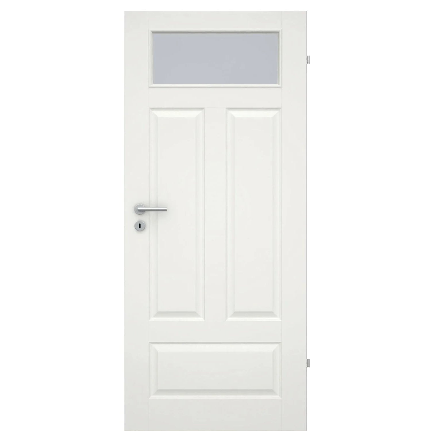 Zimmertür im Sondermaß mit Lichtausschnitt soft-weiß 4 Kassetten Quer Rundkante - Modell Stiltür KQ41LAO