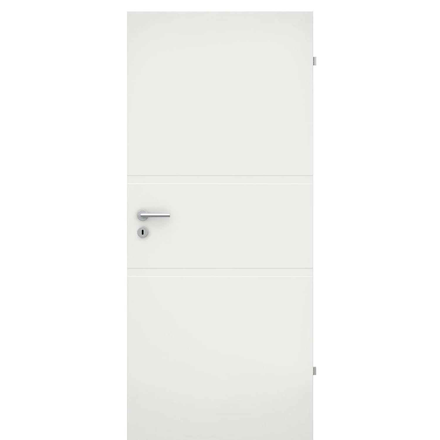 Zimmertür im Sondermaß soft-weiß 2 breite Rillen Eckkante - Modell Designtür QB21