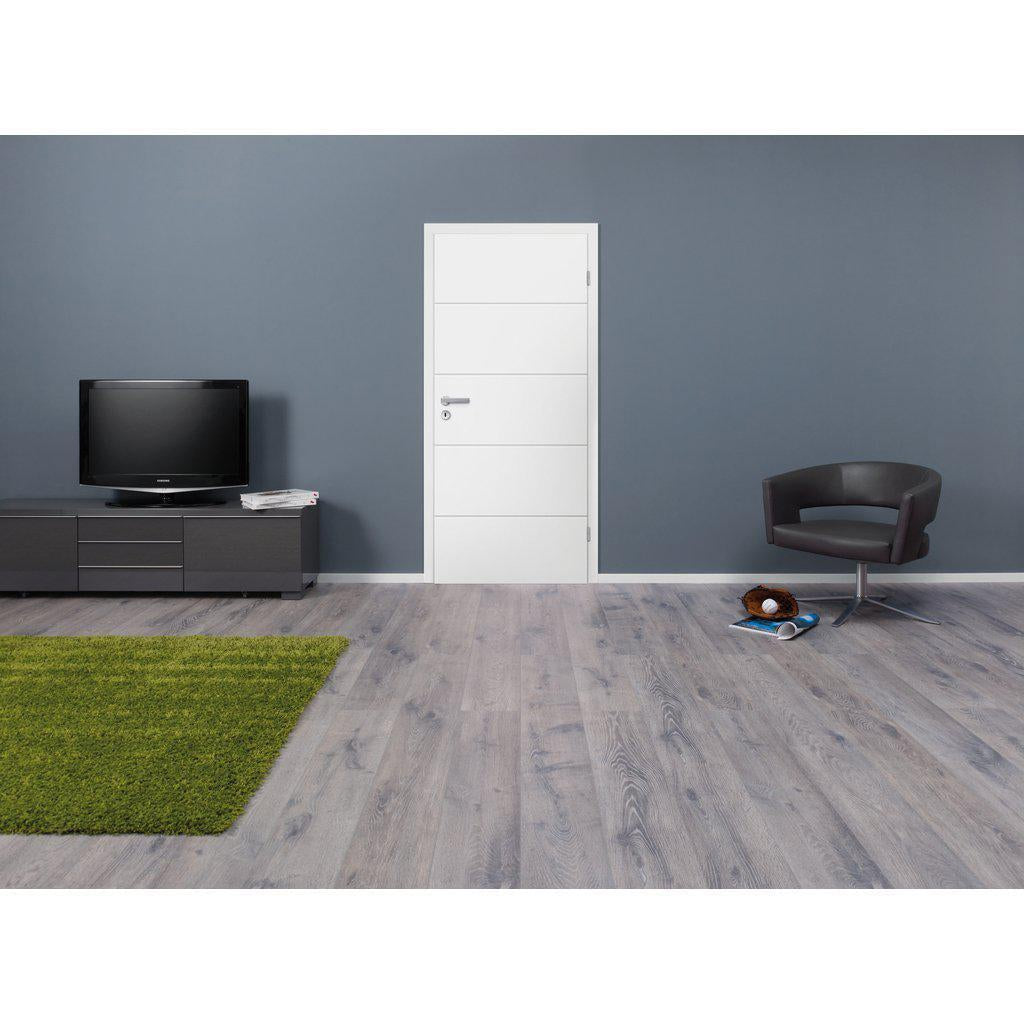 Zimmertür im Sondermaß soft-weiß mit 4 Rillen Eckkante - Modell Designtür Q41