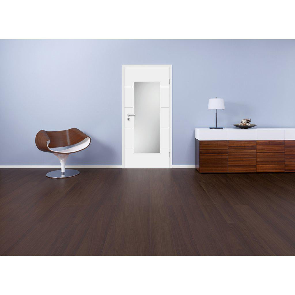 Zimmertür im Sondermaß soft-weiß mit 4 Rillen und Lichtausschnitt Eckkante - Modell Designtür Q41LA