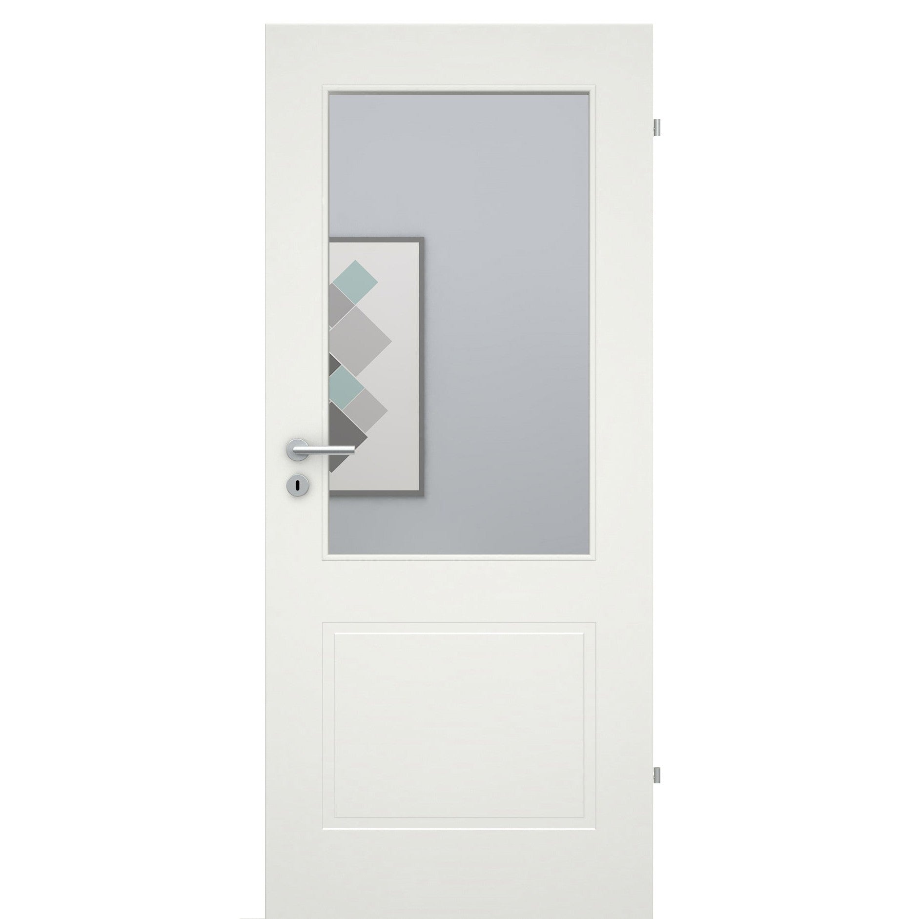 Zimmertür mit Lichtausschnitt 2 Kassetten soft-weiß Eckkante - Modell Stiltür M21LA1