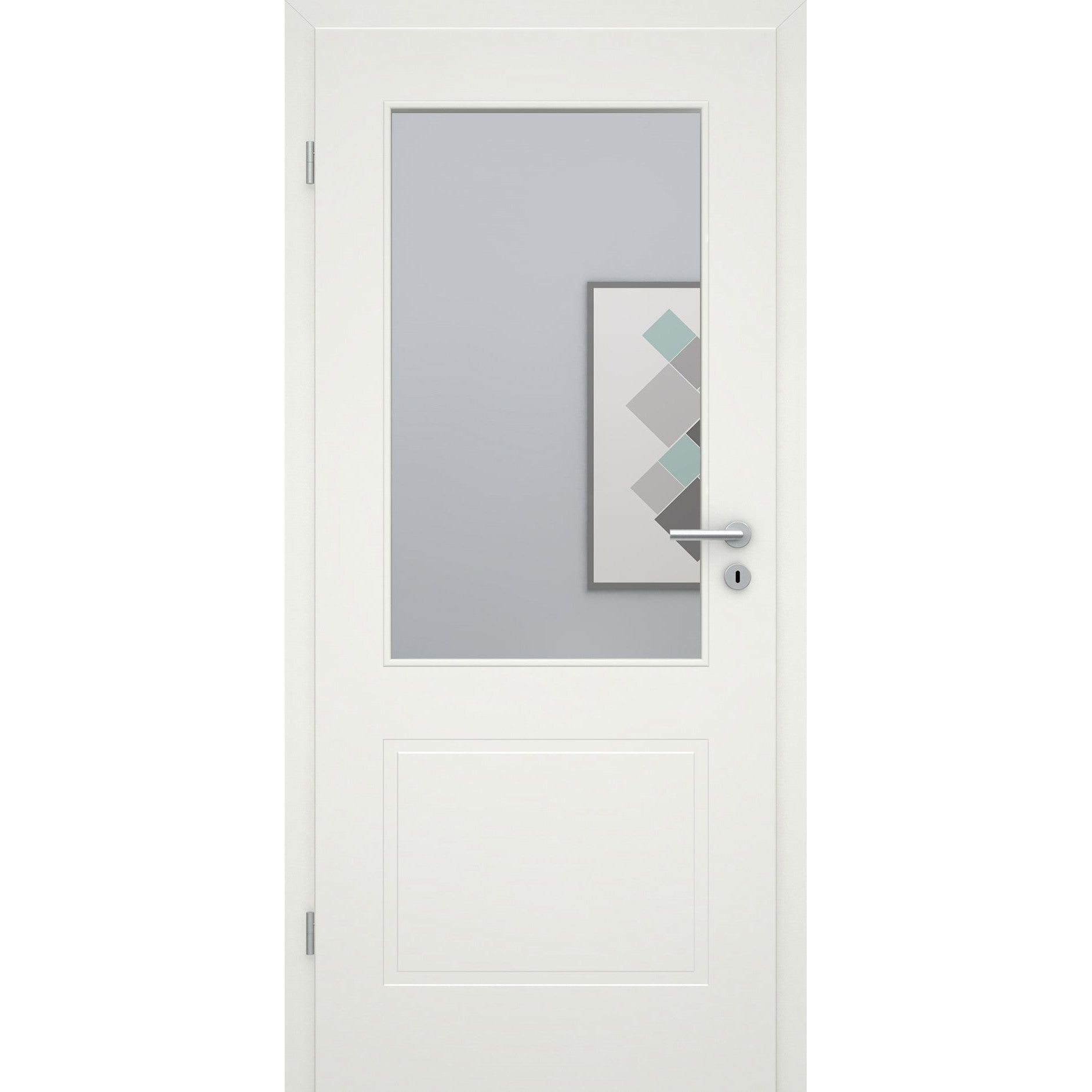 Zimmertür mit Lichtausschnitt 2 Kassetten soft-weiß Eckkante - Modell Stiltür M21LA1
