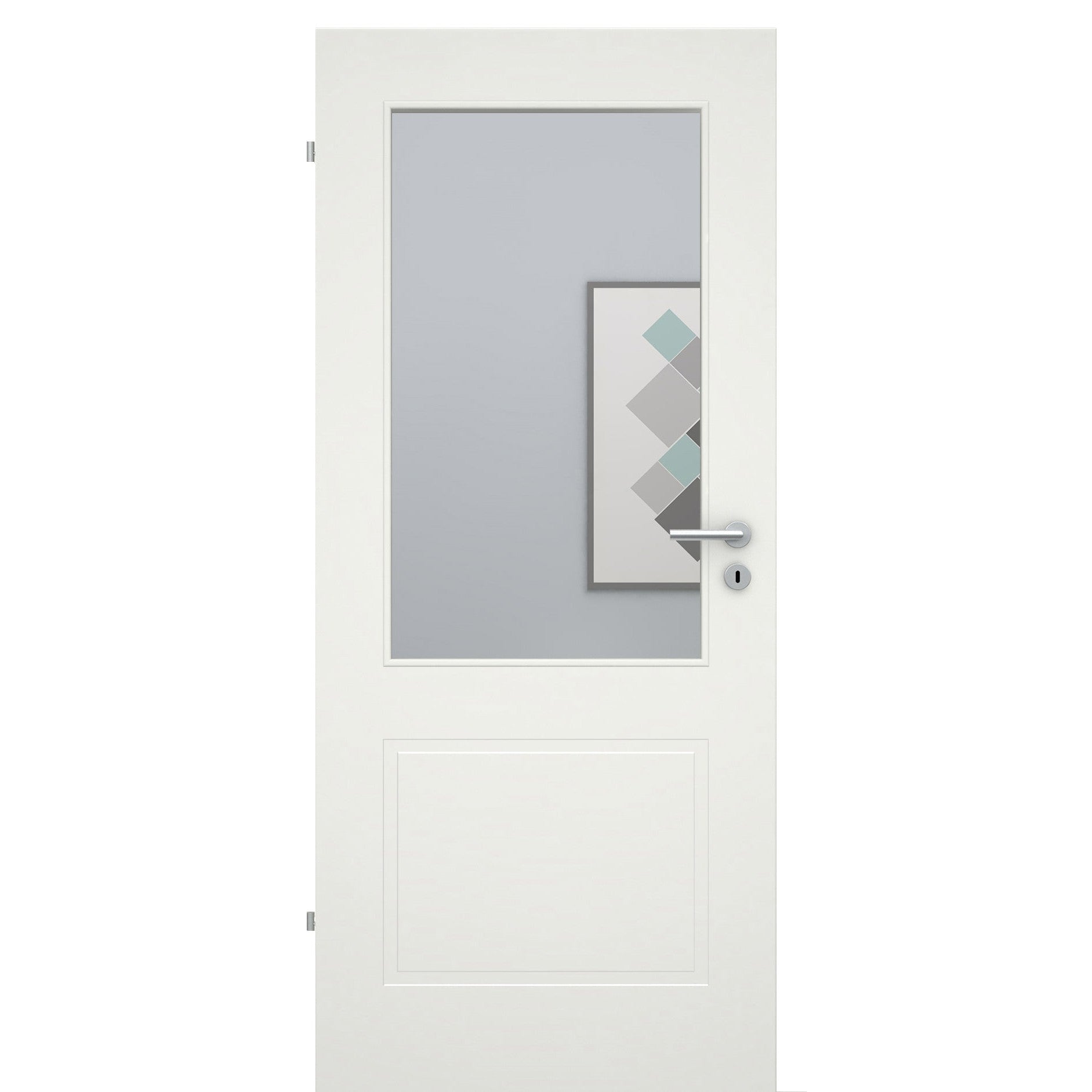 Zimmertür mit Lichtausschnitt 2 Kassetten soft-weiß Eckkante - Modell Stiltür M21LA1