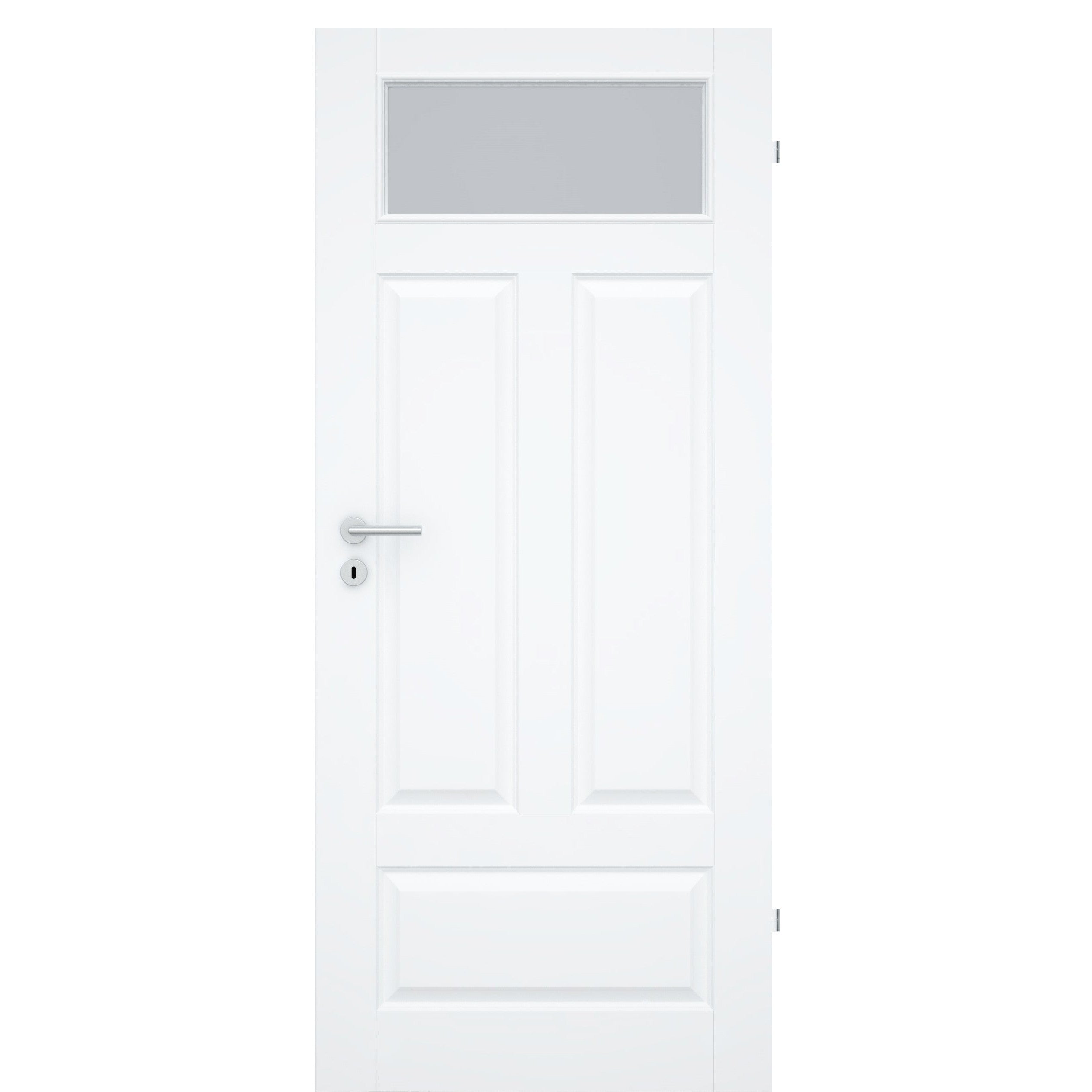 Zimmertür mit Lichtausschnitt 4 Kassetten brillant-weiß Designkante - Modell Stiltür KQ43LA1