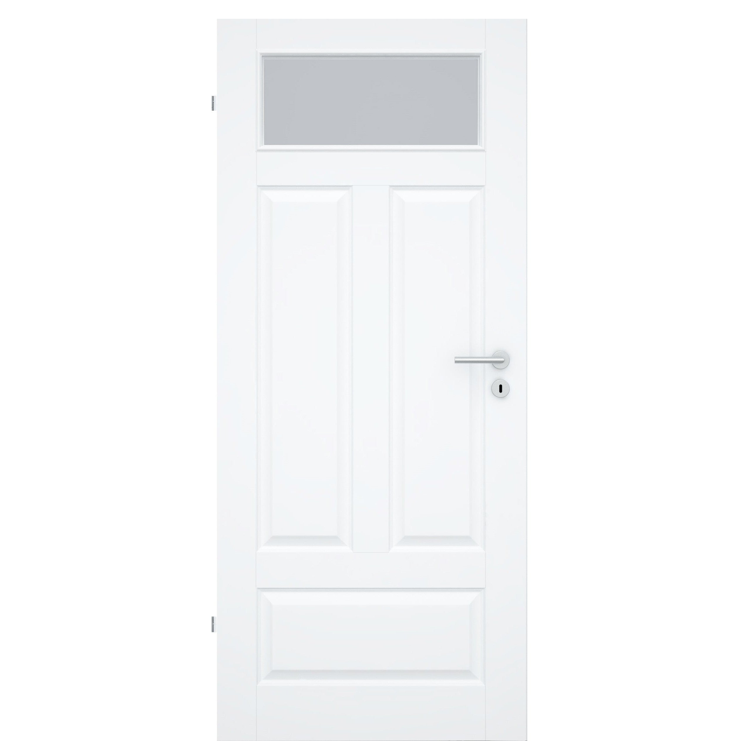 Zimmertür mit Lichtausschnitt 4 Kassetten brillant-weiß Designkante - Modell Stiltür KQ43LA1