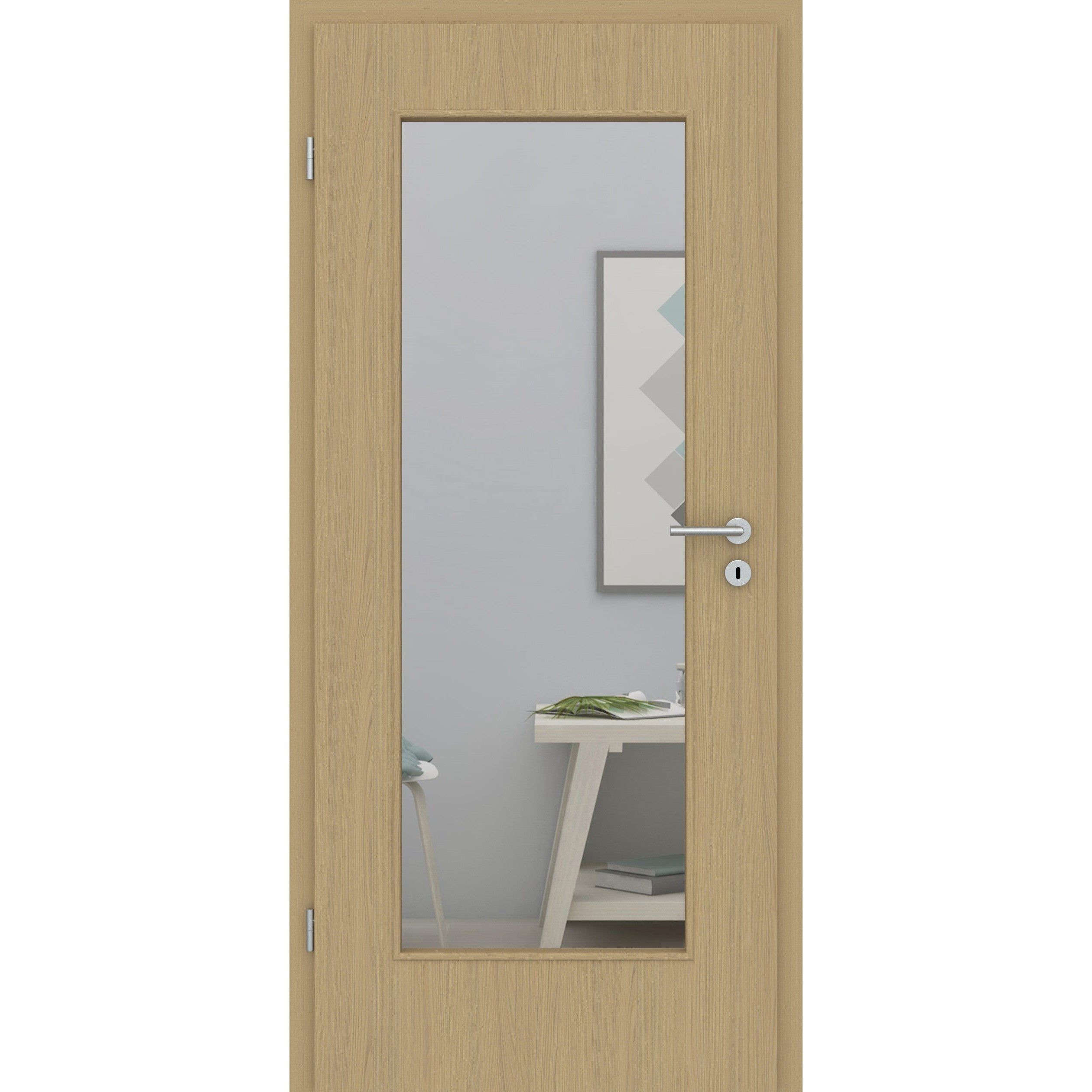 Zimmertür mit Lichtausschnitt LA1 CPL Matt Eiche-Beige Designkante