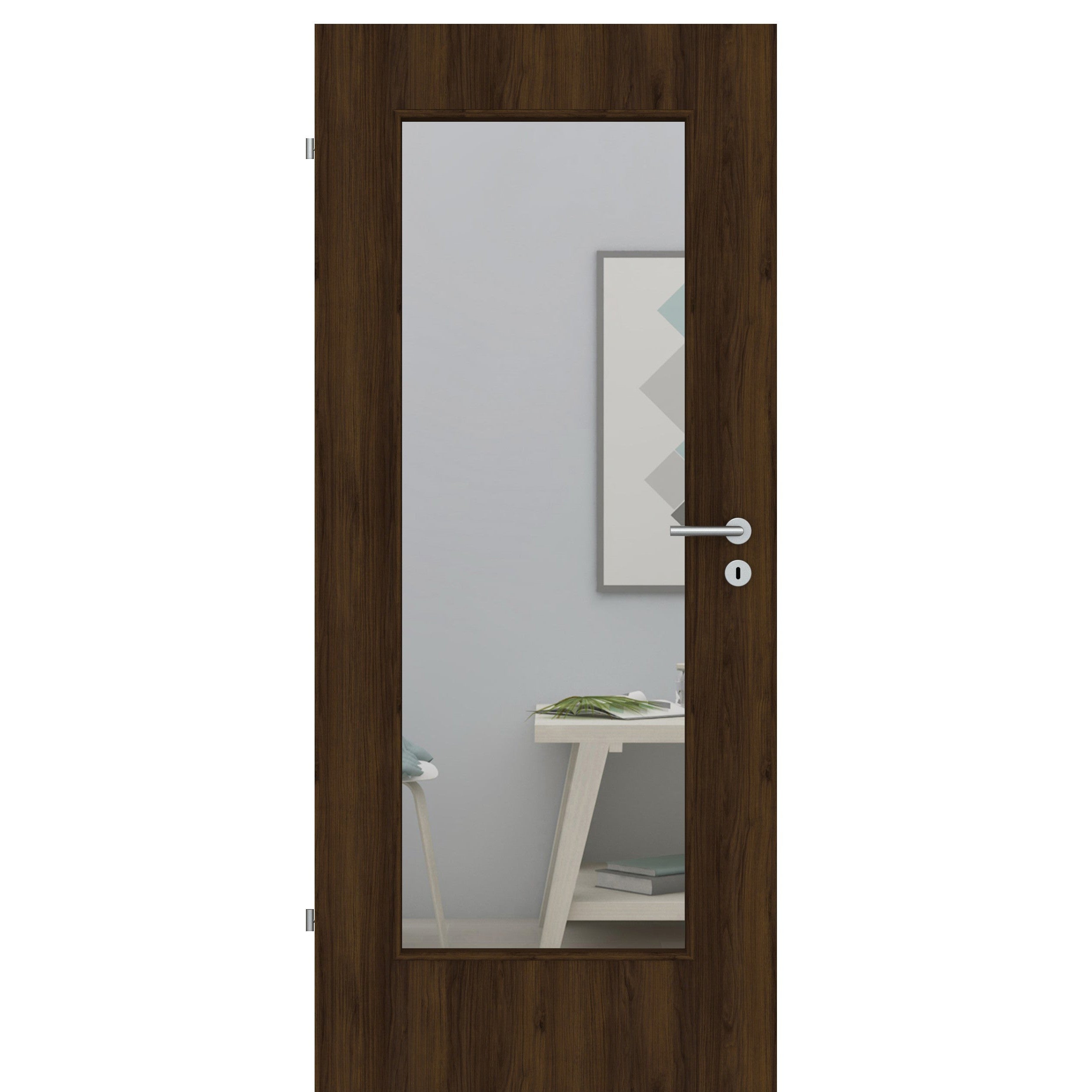 Zimmertür mit Lichtausschnitt LA1 CPL Matt Eiche-Braun Designkante