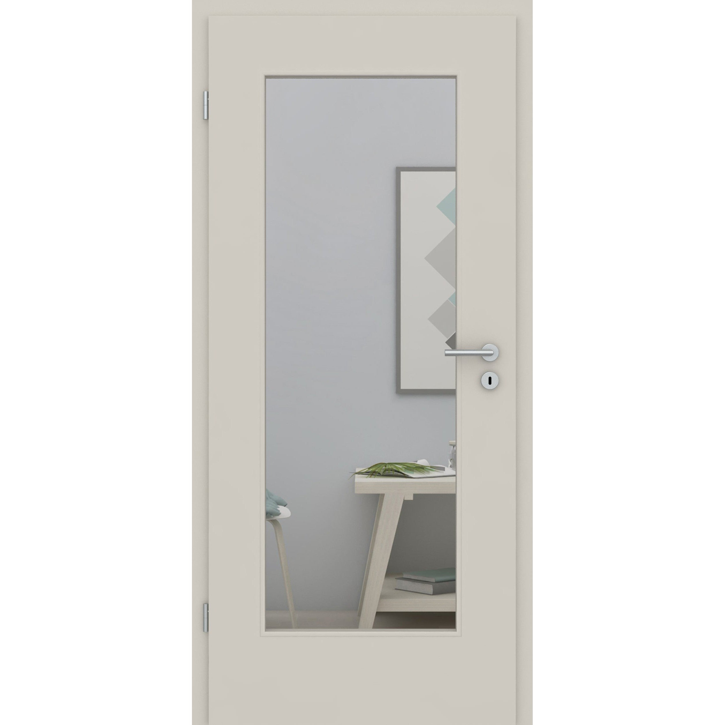 Zimmertür mit Lichtausschnitt LA1 CPL UniPrime Grau-Beige Designkante
