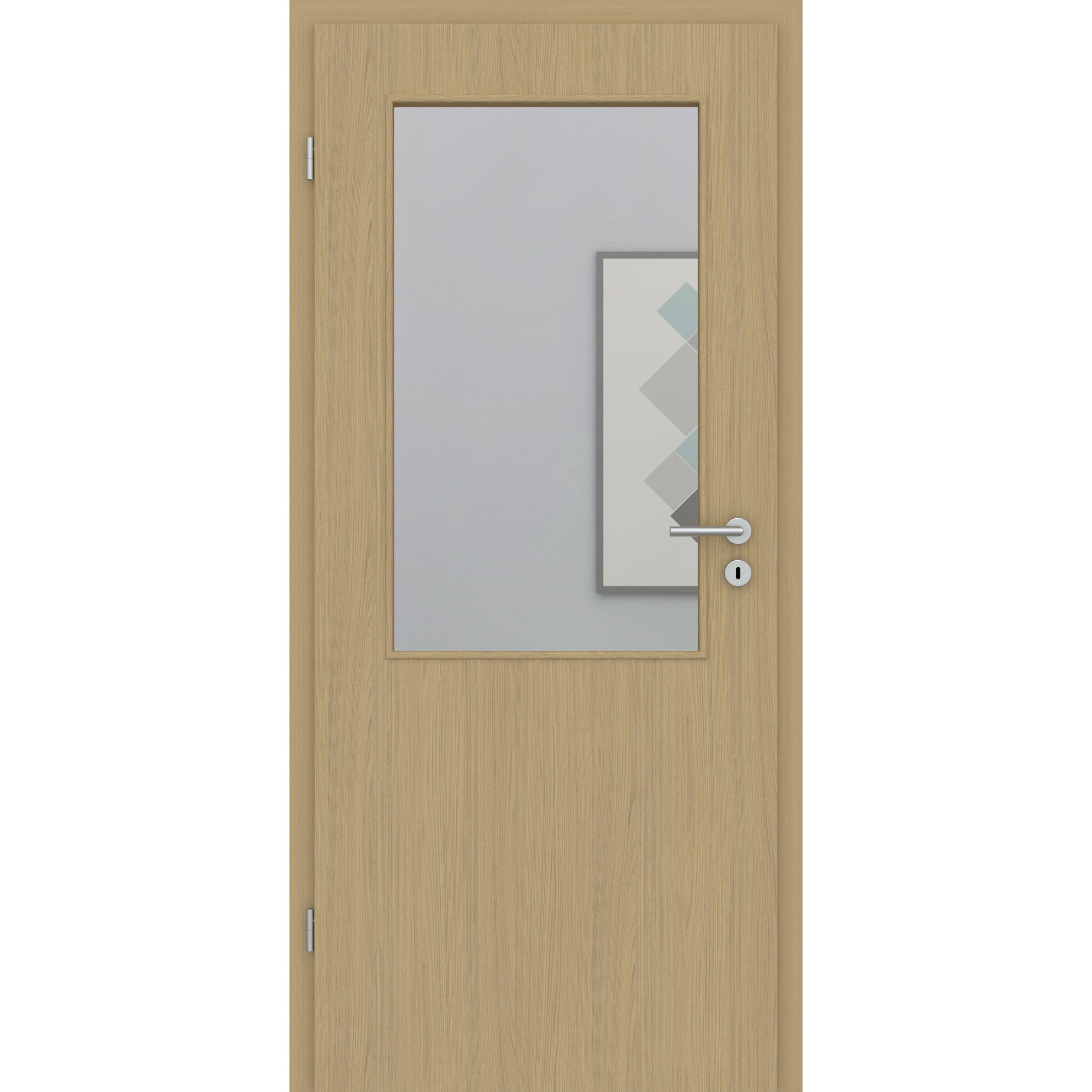 Zimmertür mit Lichtausschnitt LA2 CPL Matt Eiche-Beige Designkante