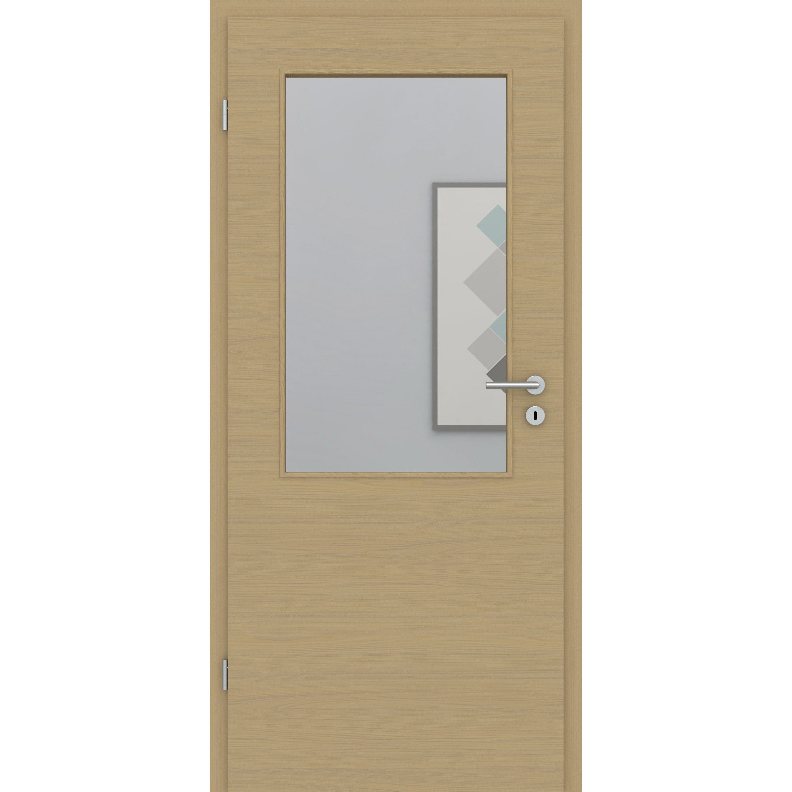 Zimmertür mit Lichtausschnitt LA2 CPL Matt Eiche-Beige Quer Designkante