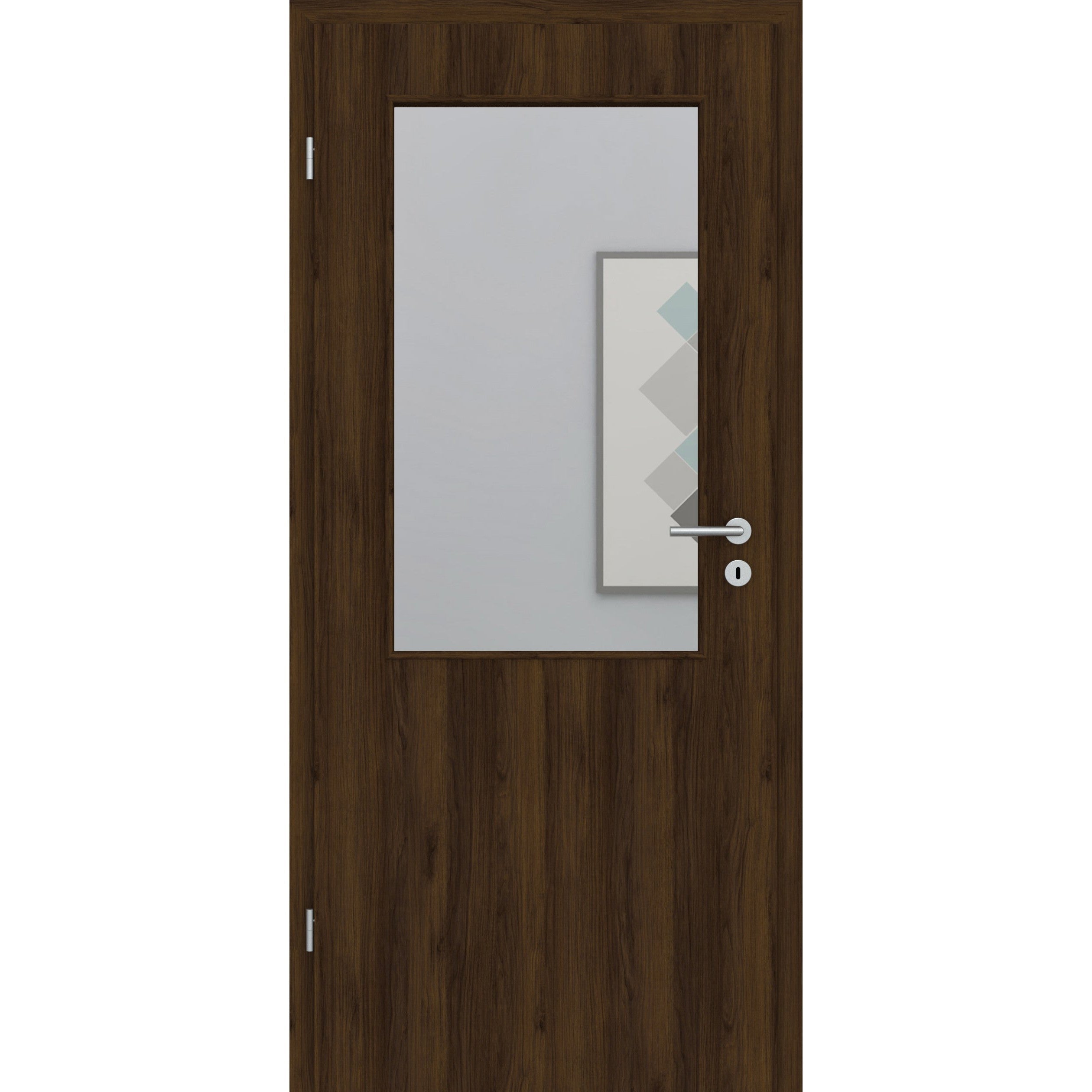 Zimmertür mit Lichtausschnitt LA2 CPL Matt Eiche-Braun Designkante