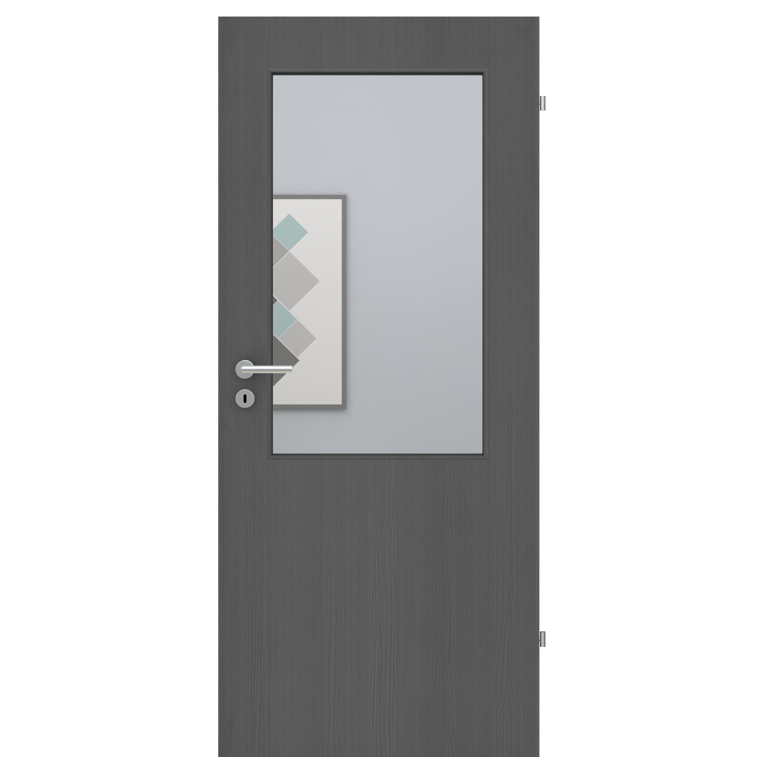 Zimmertür mit Lichtausschnitt LA2 CPL Matt Grau Holzstruktur Designkante