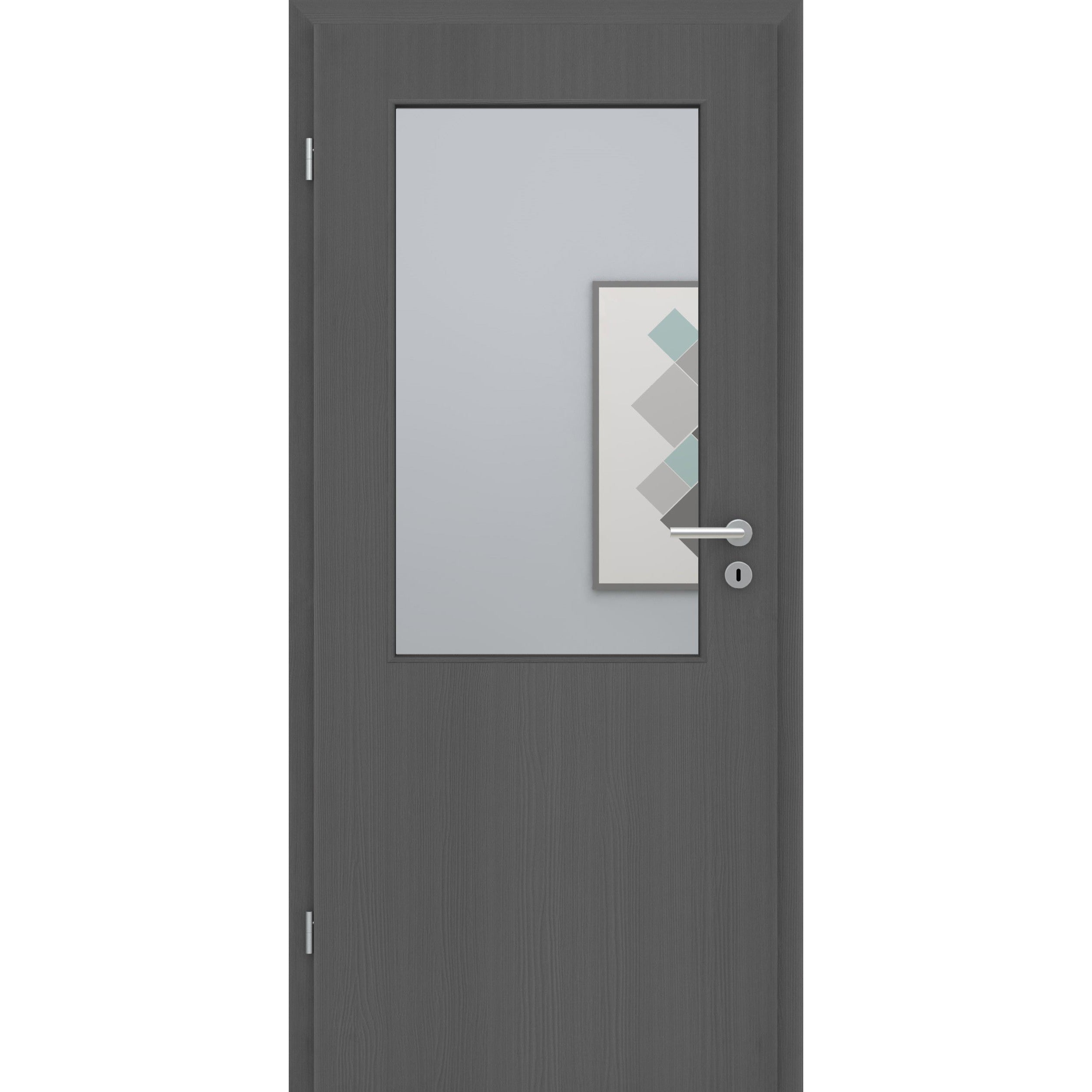 Zimmertür mit Lichtausschnitt LA2 CPL Matt Grau Holzstruktur Designkante