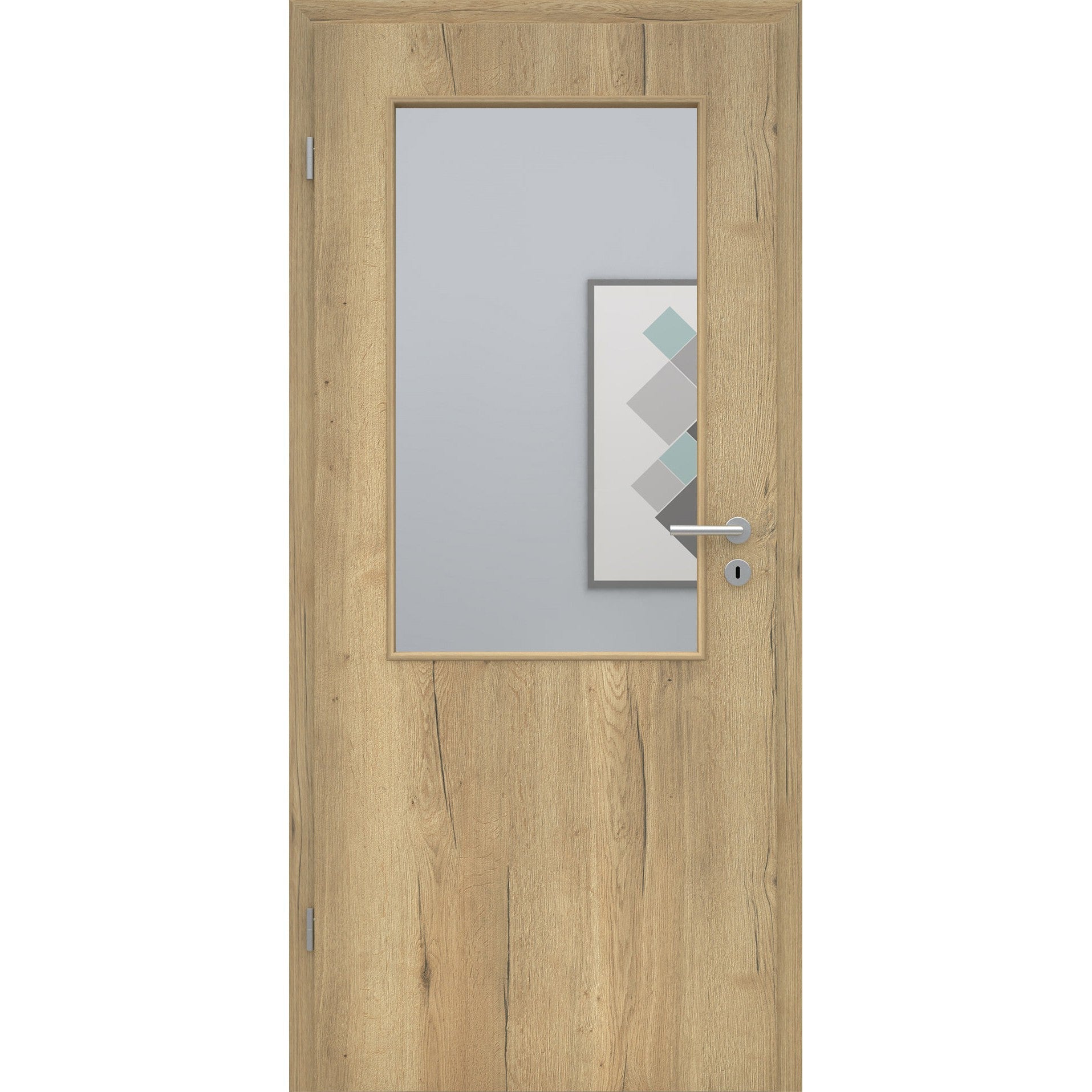 Zimmertür mit Lichtausschnitt LA2 CPL Struktur Fachwerk Natur-Eiche Designkante