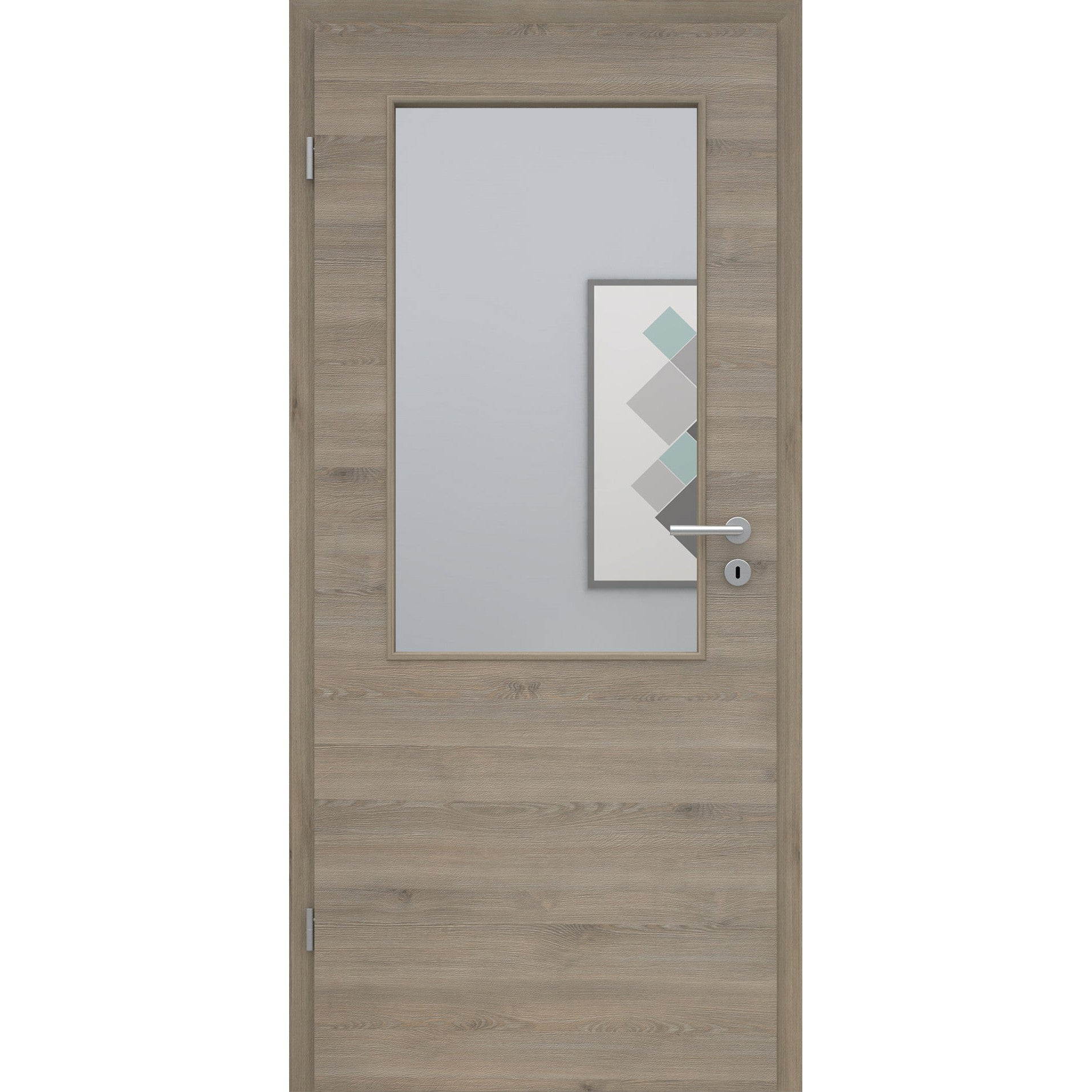 Zimmertür mit Lichtausschnitt LA2 CPL Struktur Pinie-Silbergrau Quer Designkante