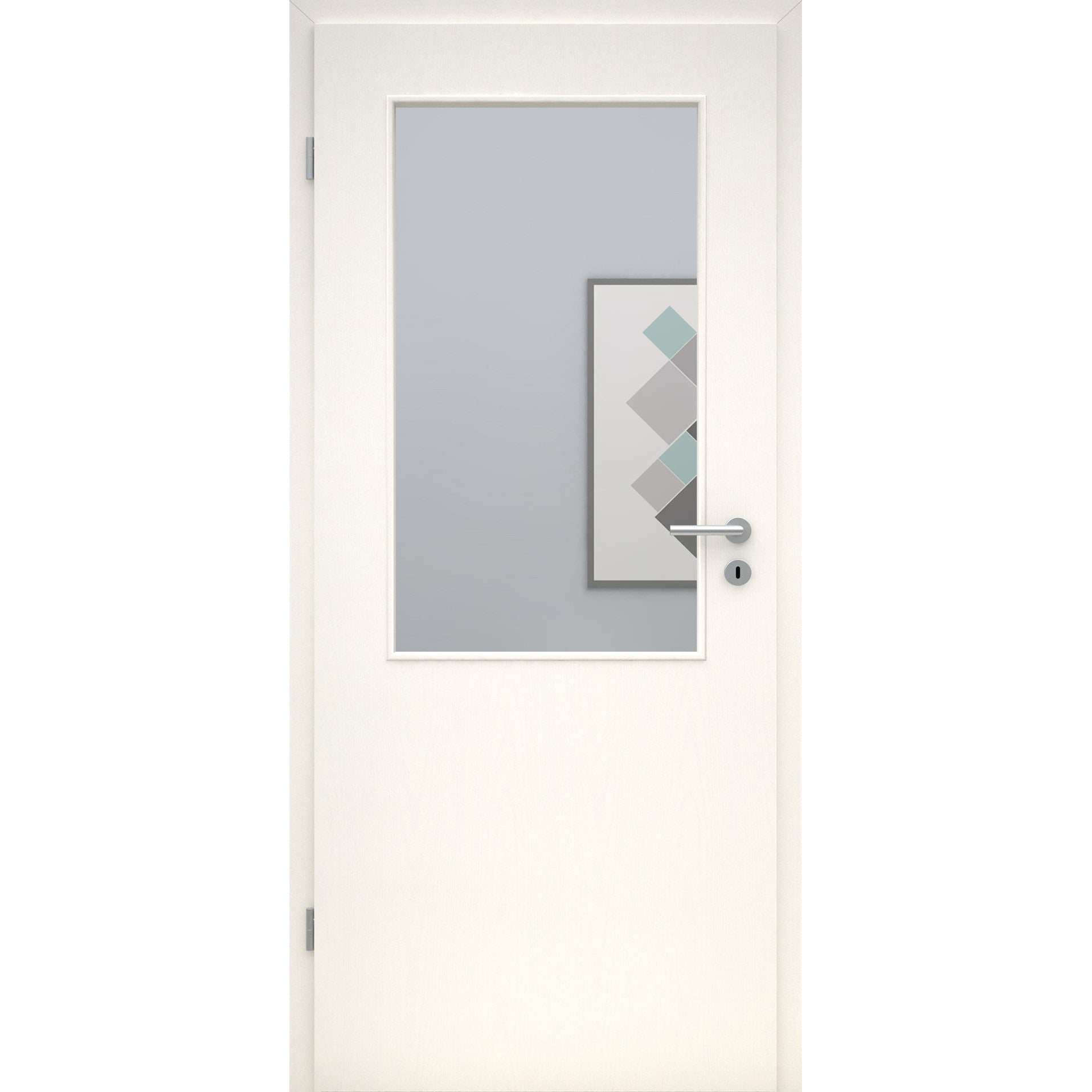 Zimmertür mit Lichtausschnitt LA2 CPL Tradition Esche-Weiß deckend Designkante