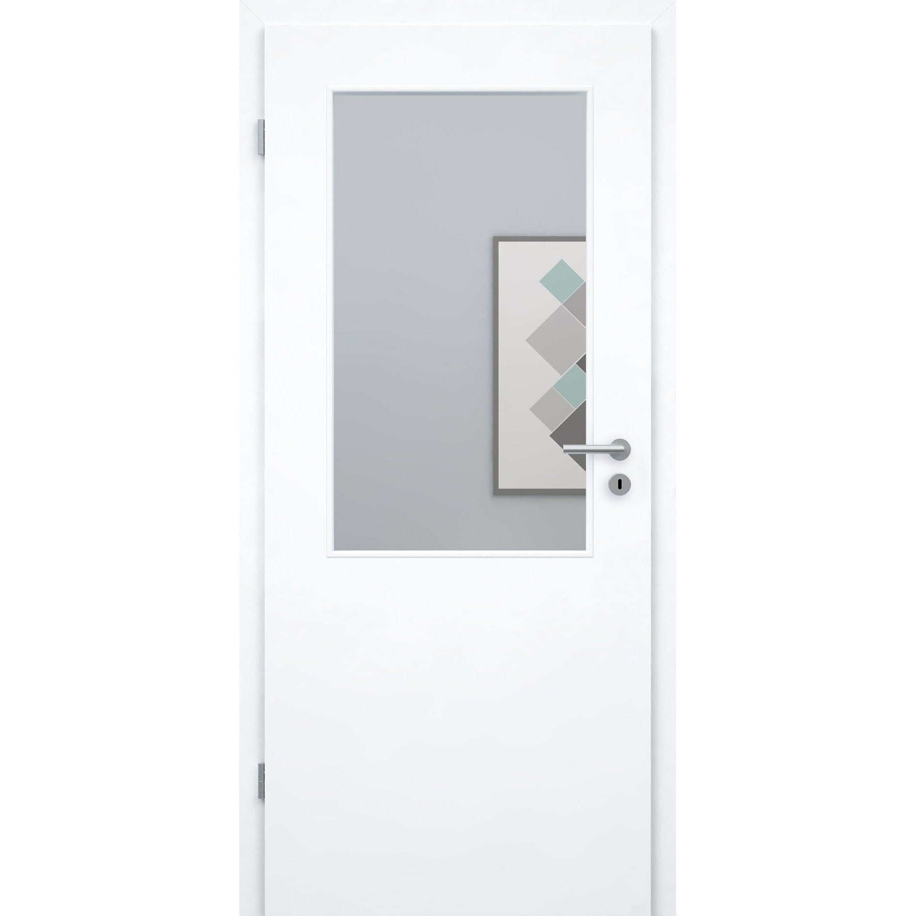 Zimmertür mit Lichtausschnitt LA2 Dekor glatt brillant-weiß Designkante