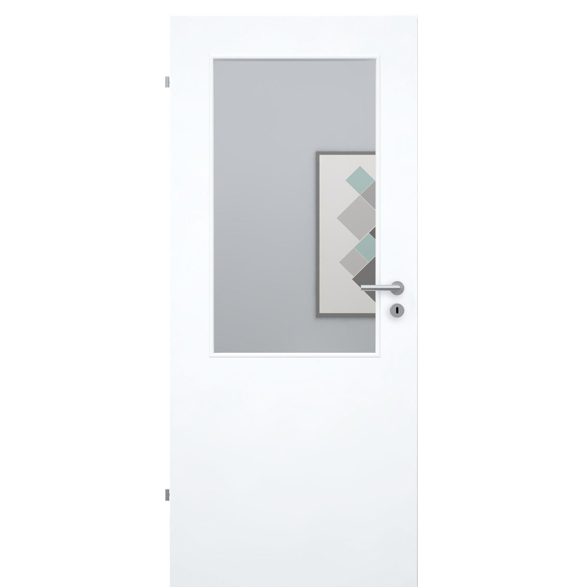 Zimmertür mit Lichtausschnitt LA2 Dekor glatt brillant-weiß Designkante