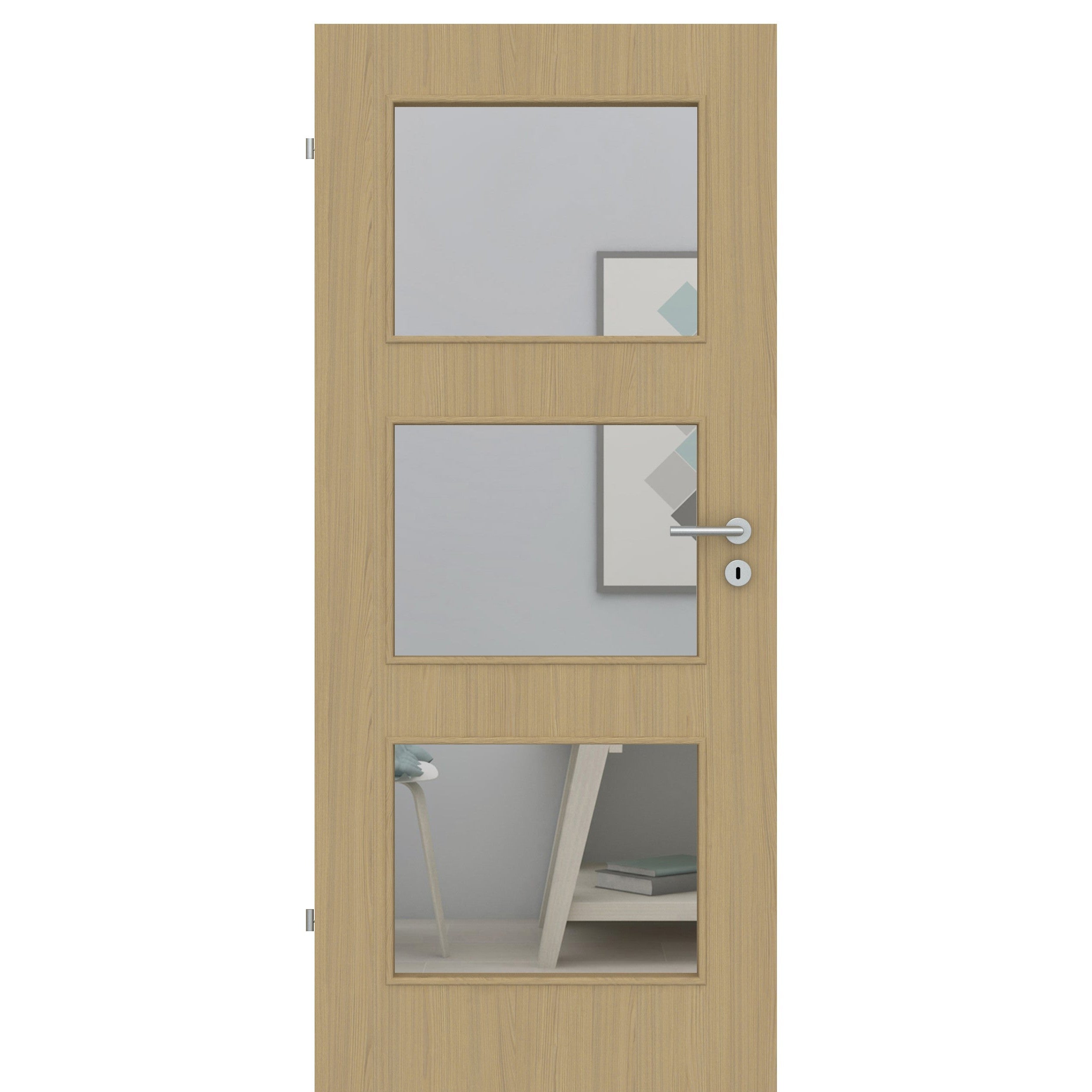 Zimmertür mit Lichtausschnitt LA3 CPL Matt Eiche-Beige Designkante