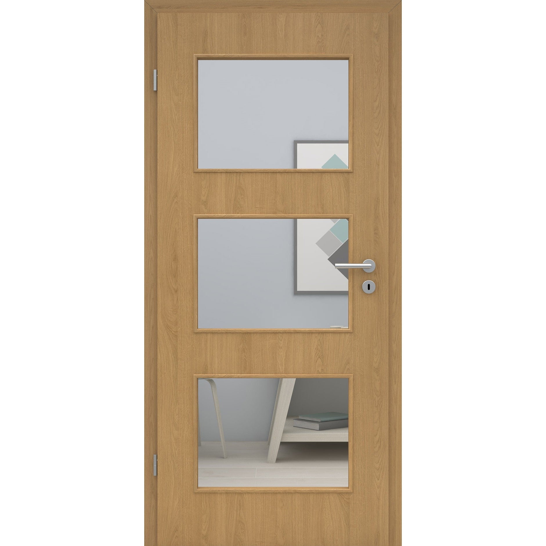Zimmertür mit Lichtausschnitt LA3 CPL Tradition Natur-Eiche Designkante