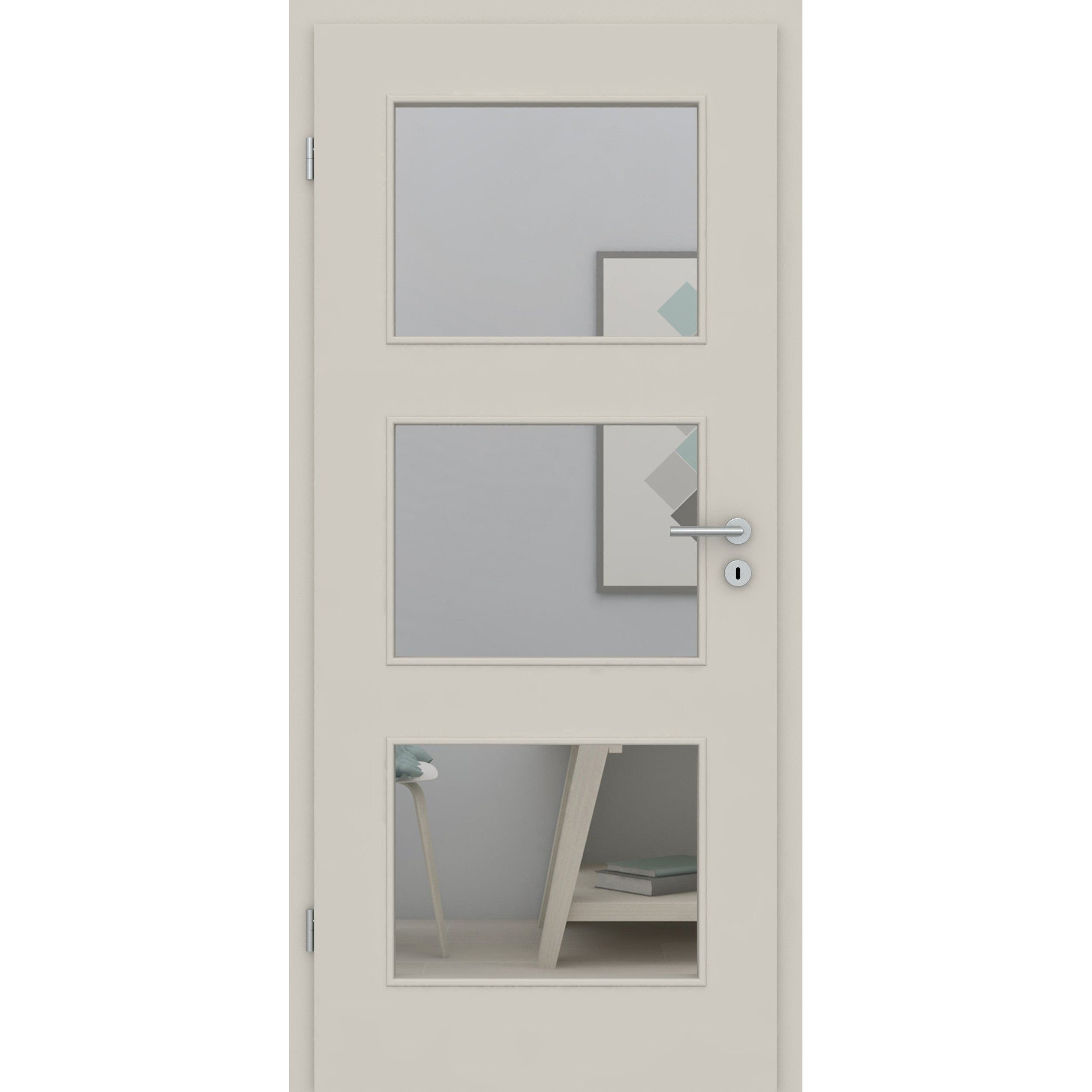 Zimmertür mit Lichtausschnitt LA3 CPL UniPrime Grau-Beige Designkante