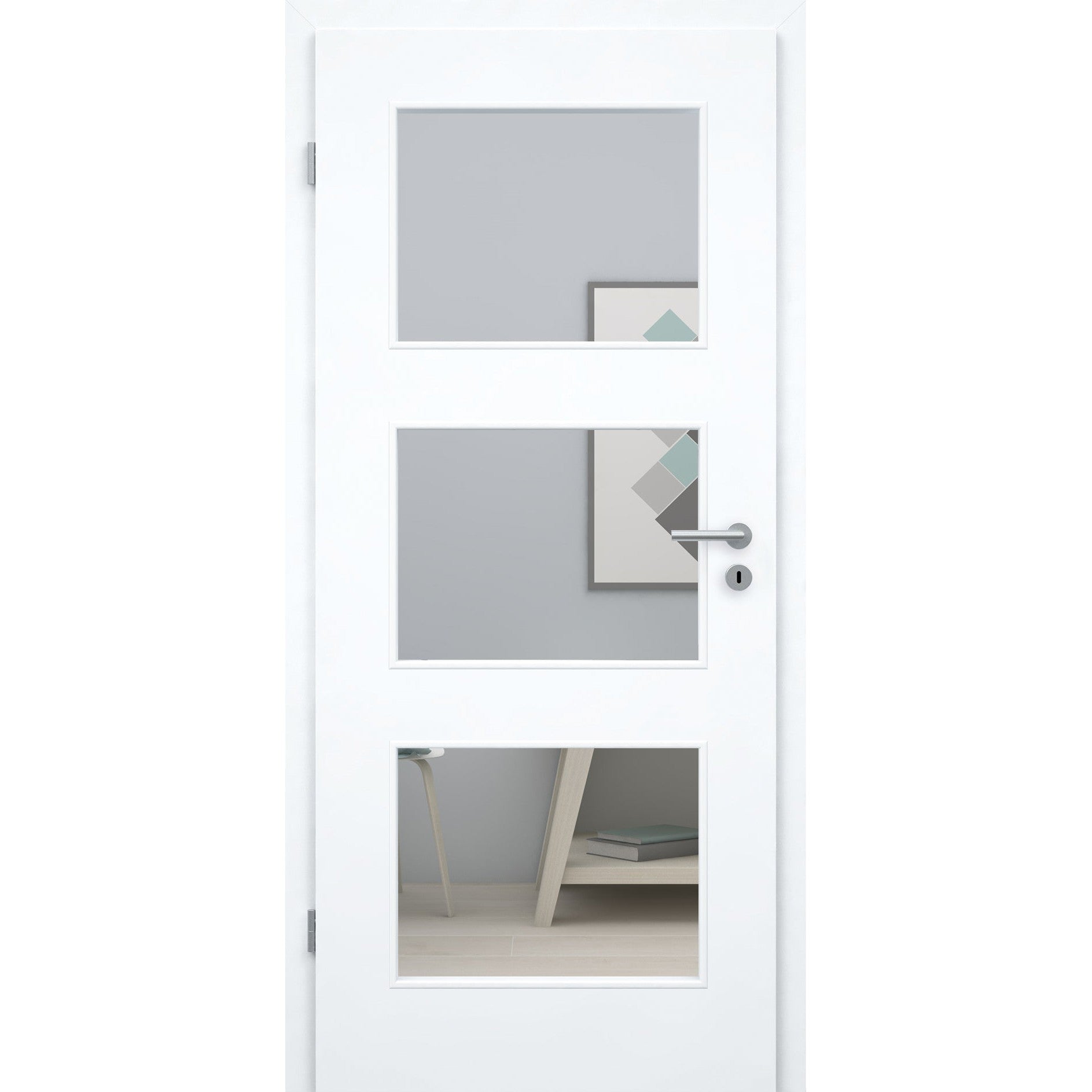 Zimmertür mit Lichtausschnitt LA3 Lack glatt brillant-weiß Designkante