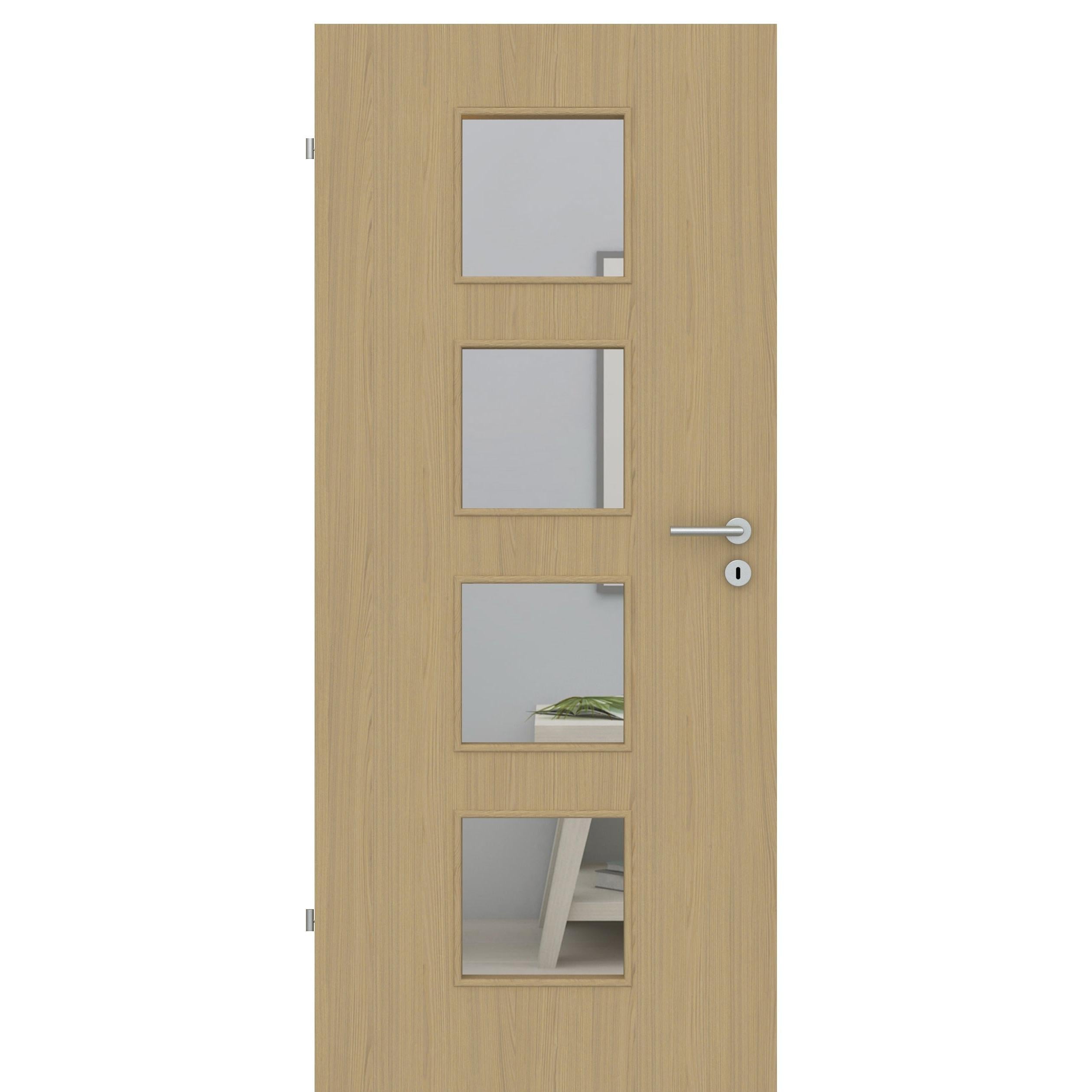 Zimmertür mit Lichtausschnitt LA4 CPL Matt Eiche-Beige Designkante