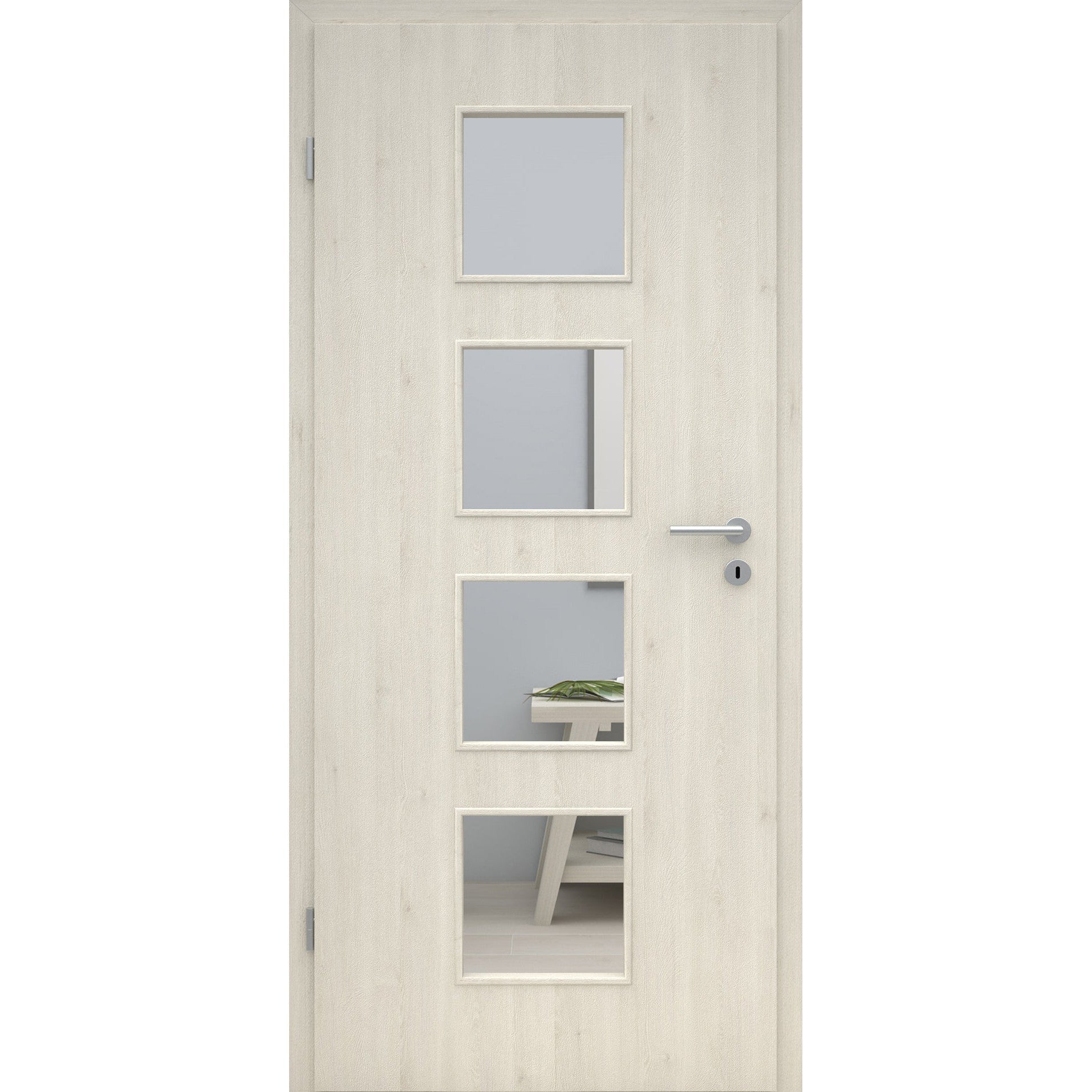 Zimmertür mit Lichtausschnitt LA4 CPL Struktur Pinie-Hell Designkante