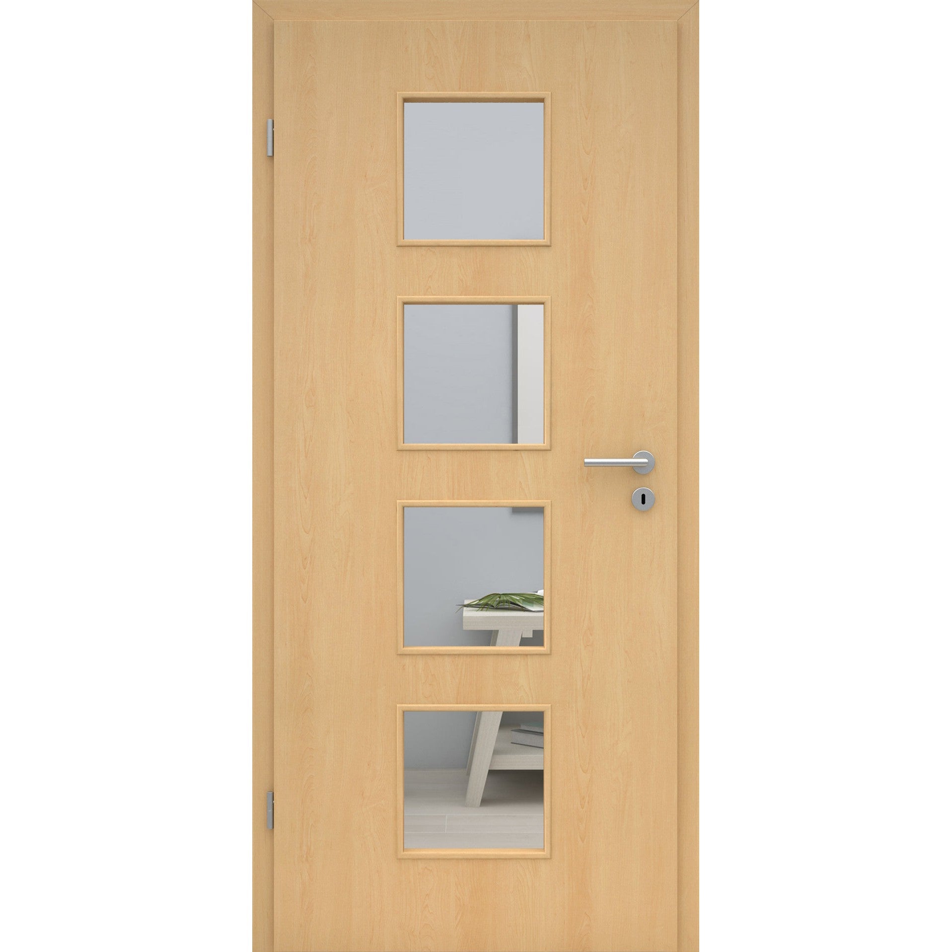 Zimmertür mit Lichtausschnitt LA4 CPL Tradition Ahorn Designkante