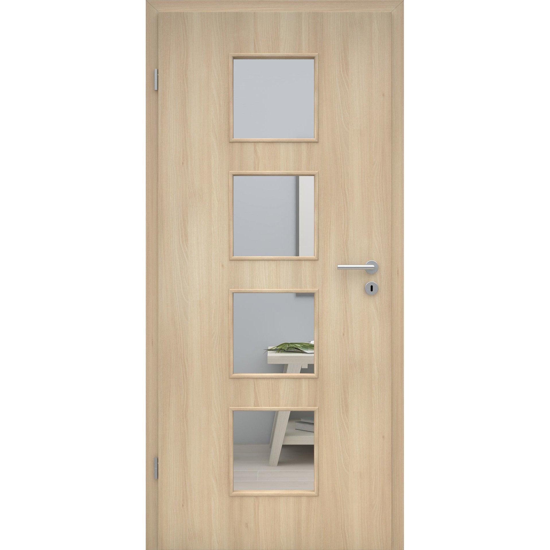 Zimmertür mit Lichtausschnitt LA4 CPL Tradition Akazie Designkante