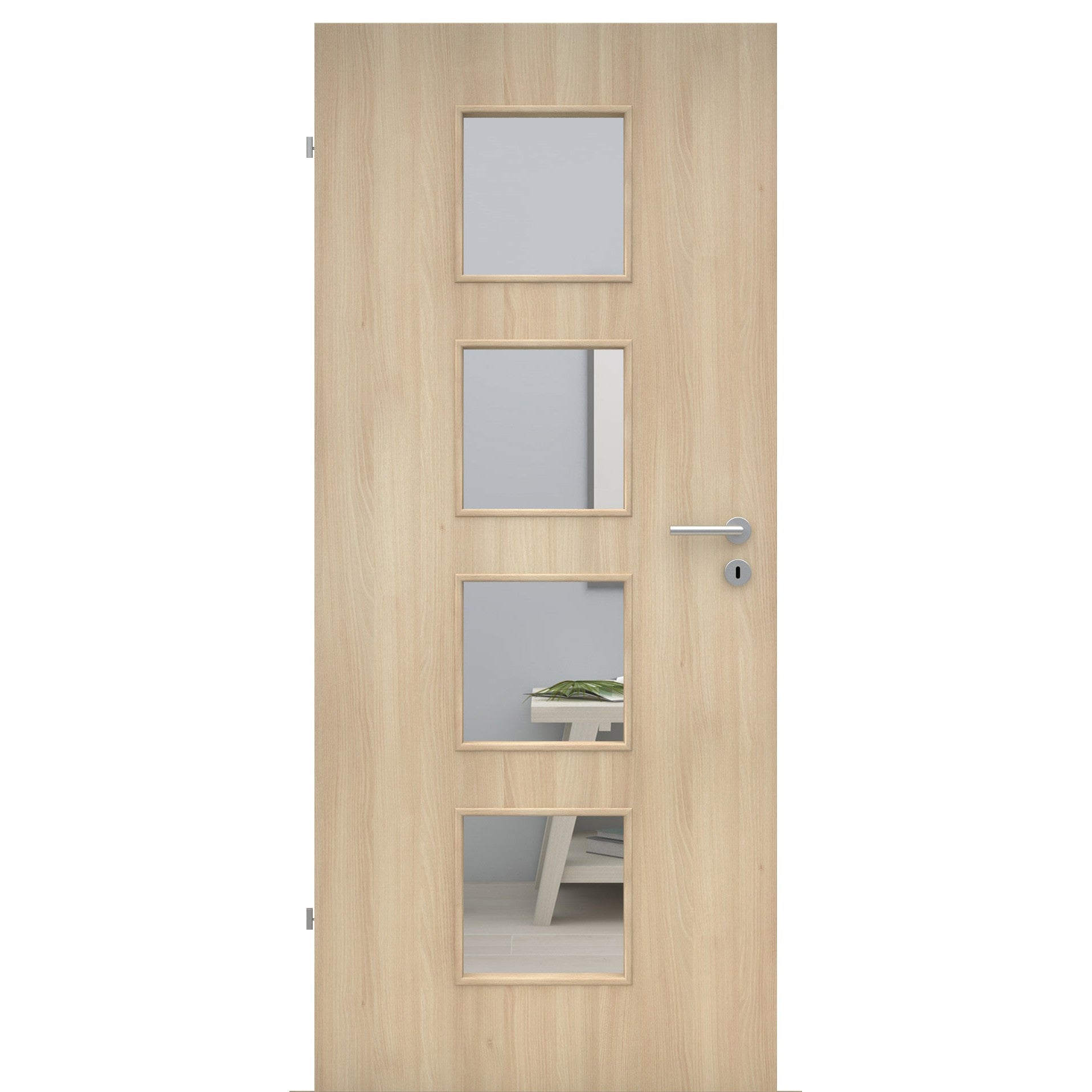Zimmertür mit Lichtausschnitt LA4 CPL Tradition Akazie Designkante