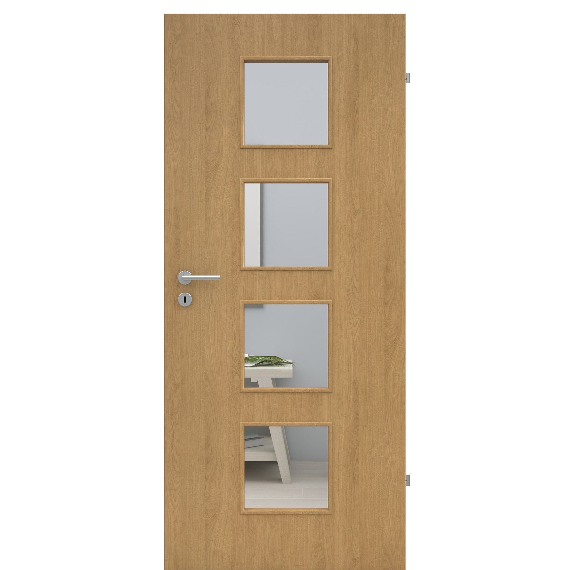 Zimmertür mit Lichtausschnitt LA4 CPL Tradition Natur-Eiche Designkante