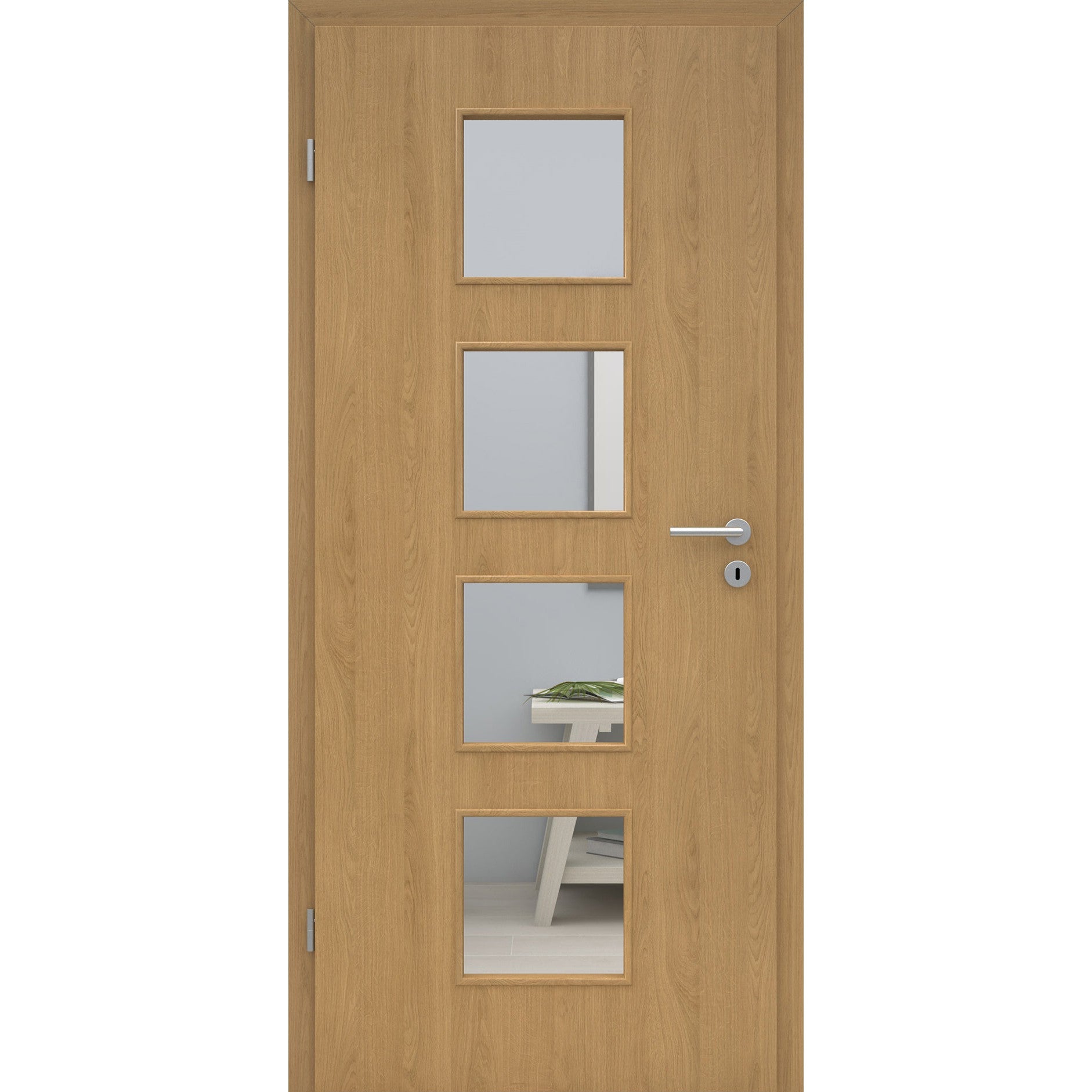 Zimmertür mit Lichtausschnitt LA4 CPL Tradition Natur-Eiche Designkante