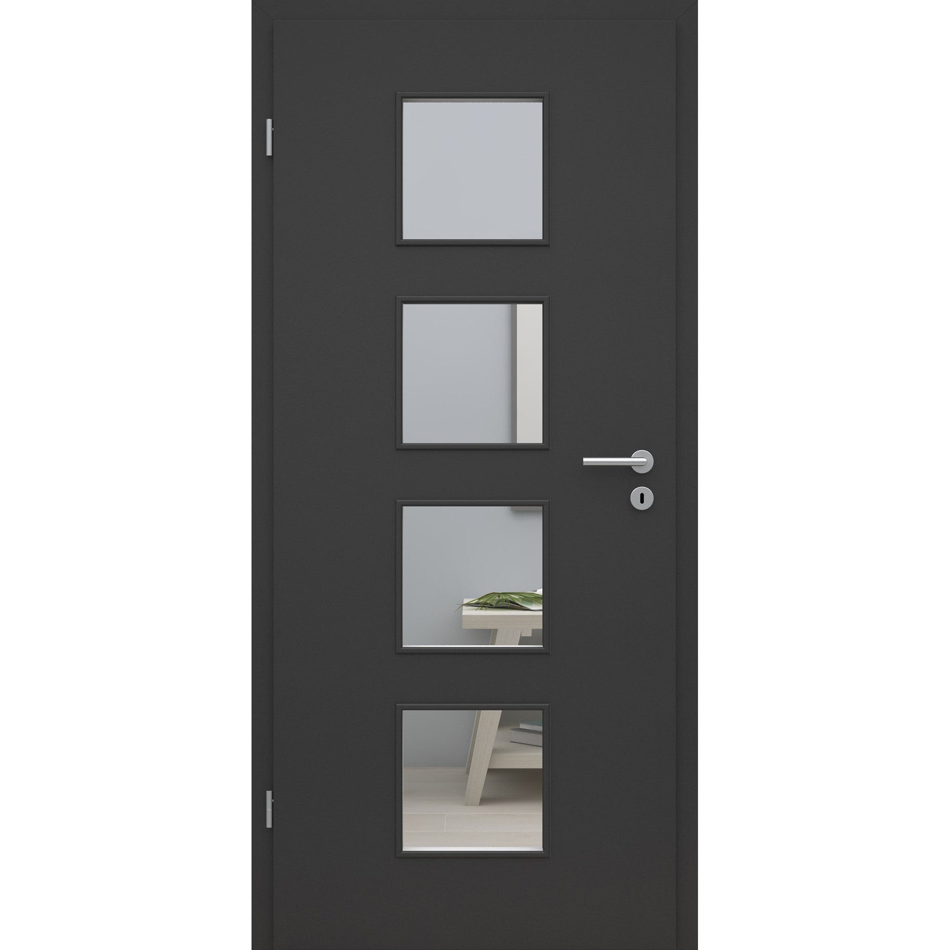 Zimmertür mit Lichtausschnitt LA4 CPL UniPrime Anthrazit-Grau Designkante